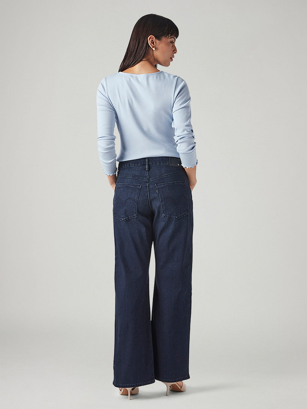 Women's Dark Blue Loose Bootcut Fit Mid Rise Redloop Jeans