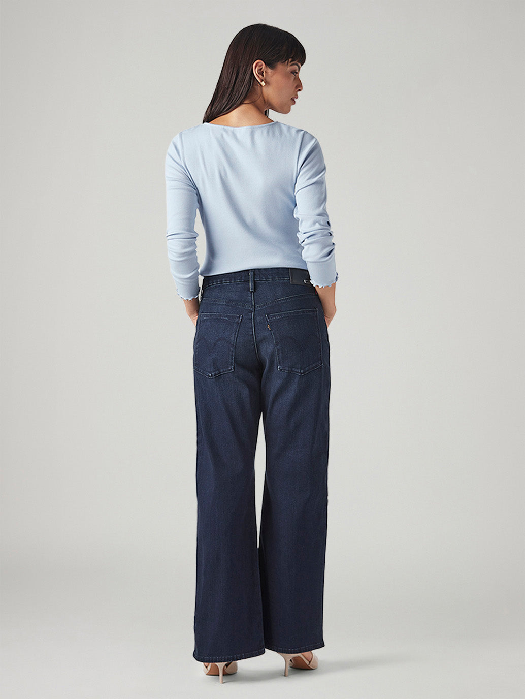 Women's Dark Blue Loose Bootcut Fit Mid Rise Redloop Jeans