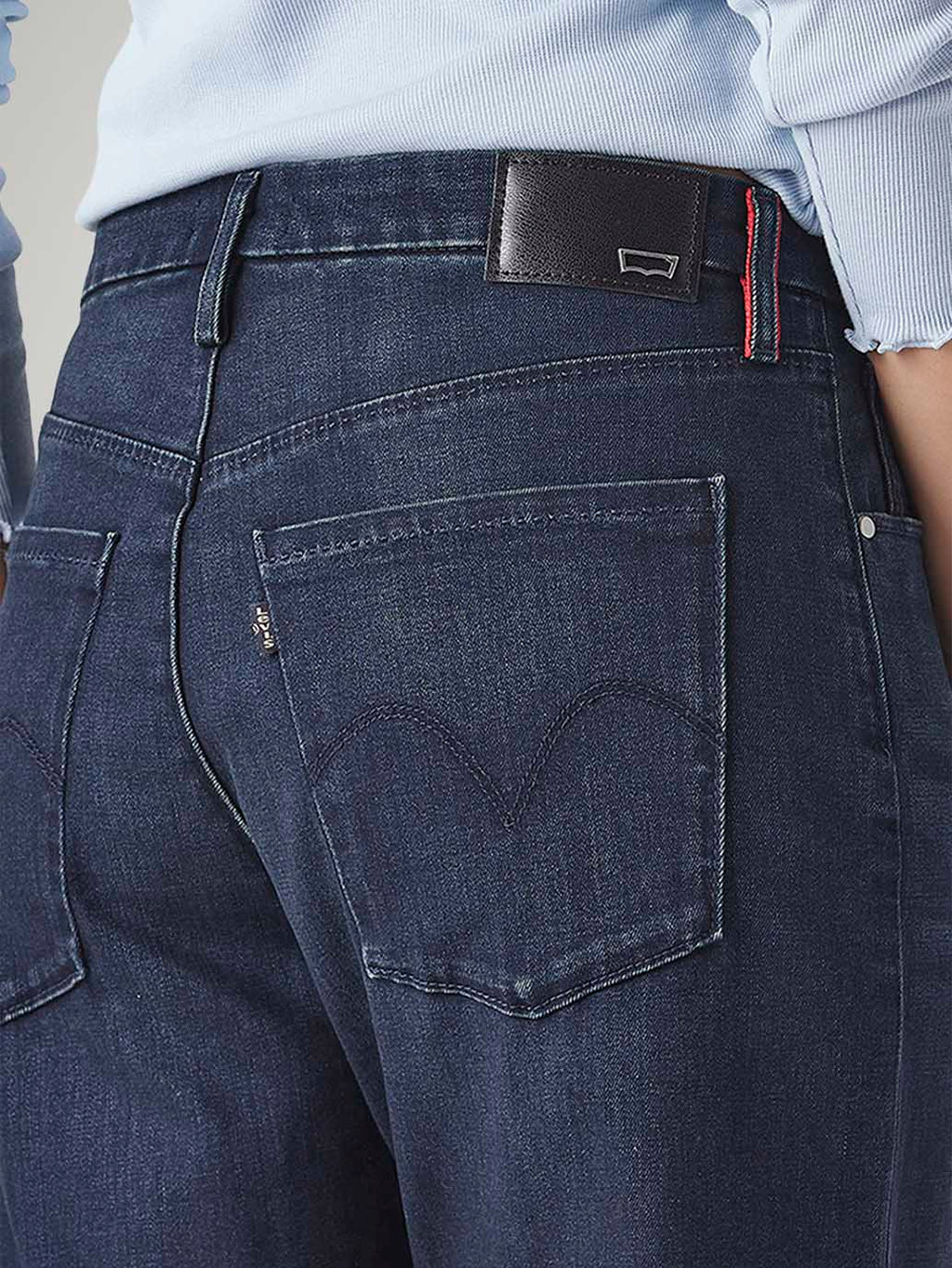 Women's Dark Blue Loose Bootcut Fit Mid Rise Redloop Jeans