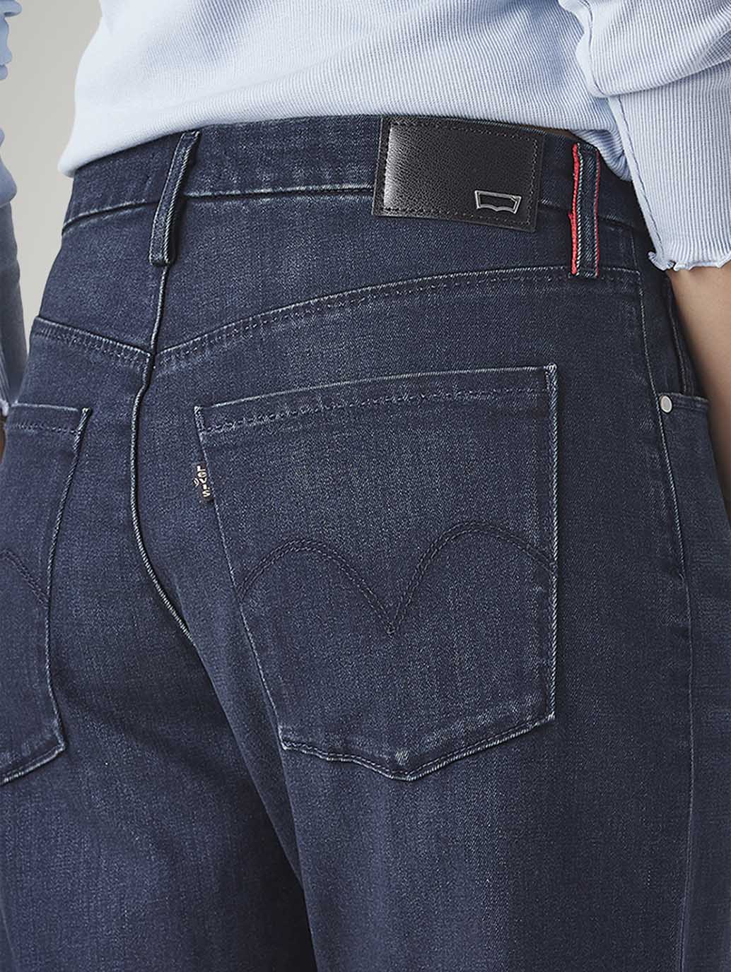 Women's Dark Blue Loose Bootcut Fit Mid Rise Redloop Jeans