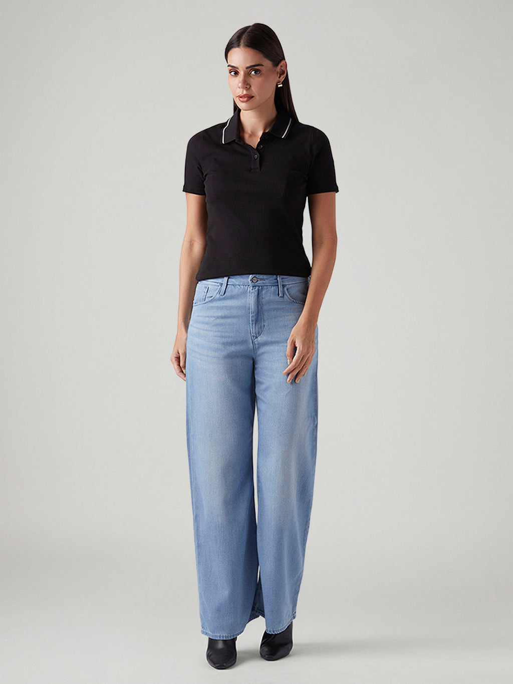 Women's Light Blue Loose Bootcut Fit Mid Rise Redloop Jeans