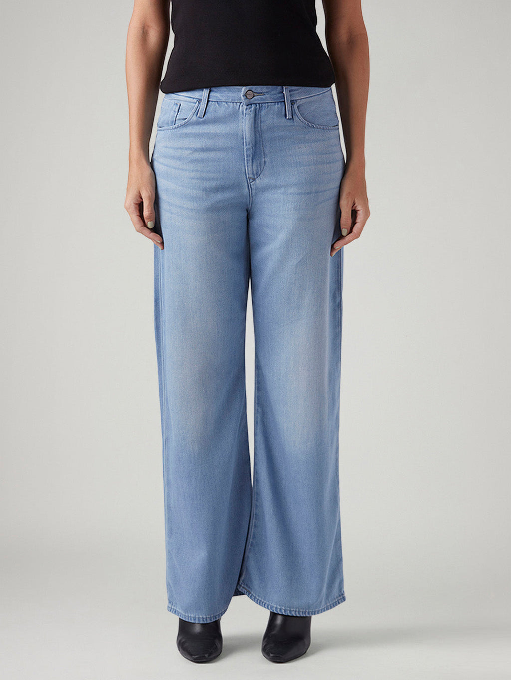 Women's Light Blue Loose Bootcut Fit Mid Rise Redloop Jeans