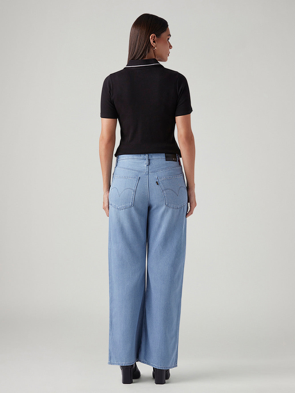 Women's Light Blue Loose Bootcut Fit Mid Rise Redloop Jeans