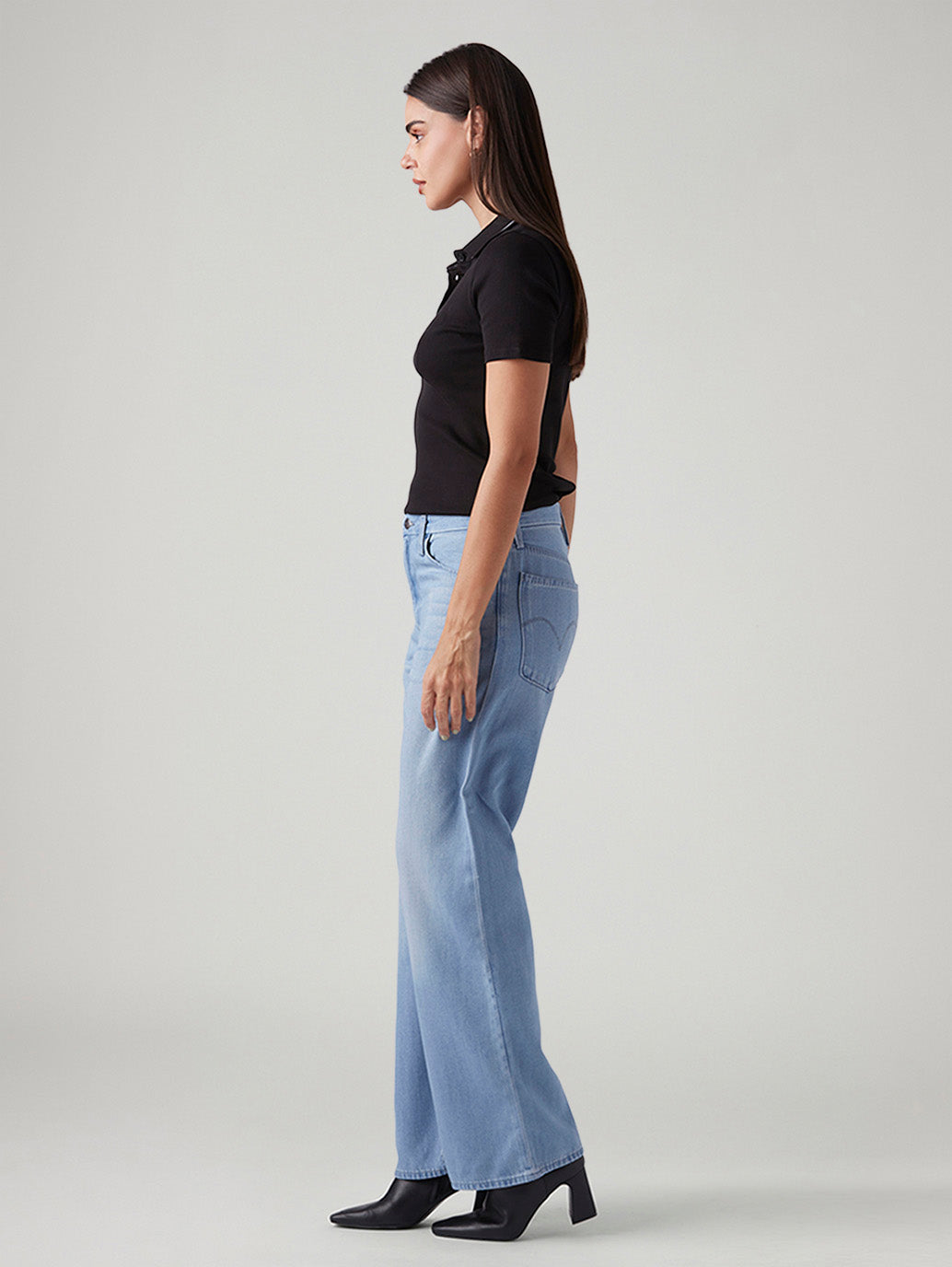 Women's Light Blue Loose Bootcut Fit Mid Rise Redloop Jeans