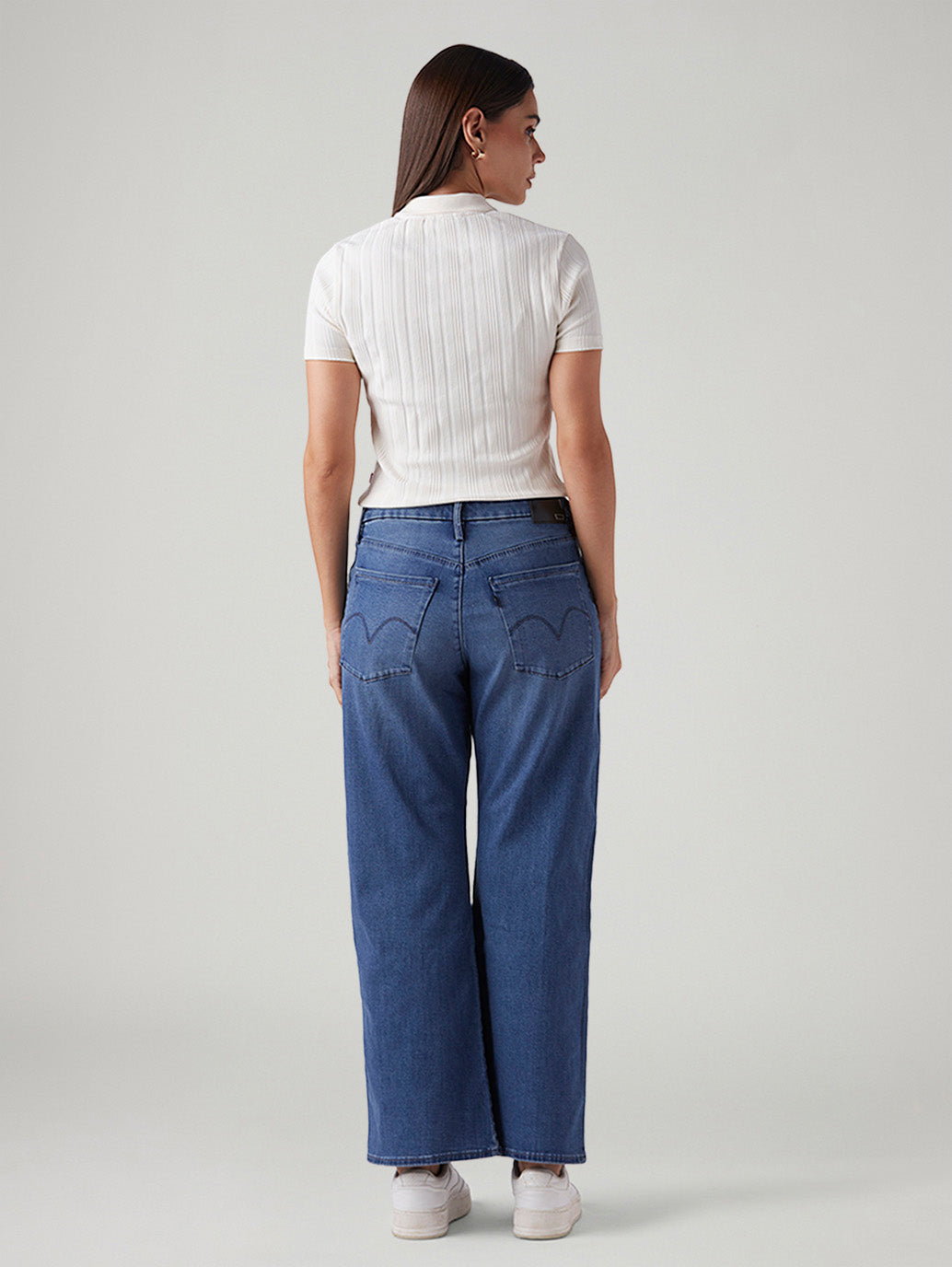Women's Blue Loose Bootcut Fit Mid Rise Redloop Jeans