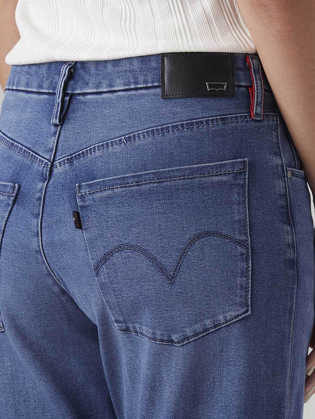 Women's Blue Loose Bootcut Fit Mid Rise Redloop Jeans