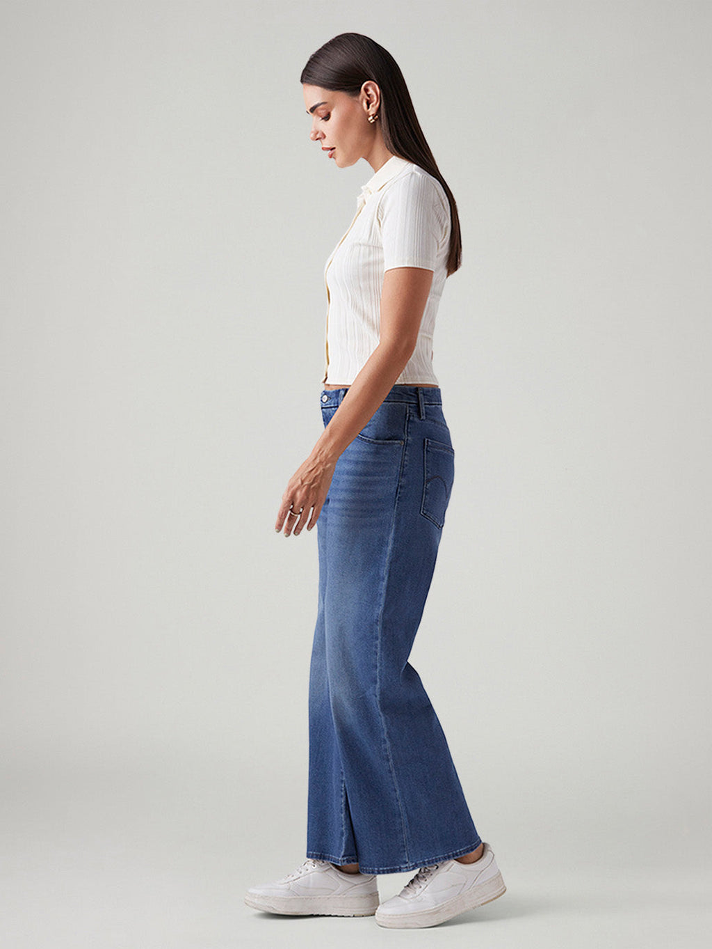 Women's Blue Loose Bootcut Fit Mid Rise Redloop Jeans