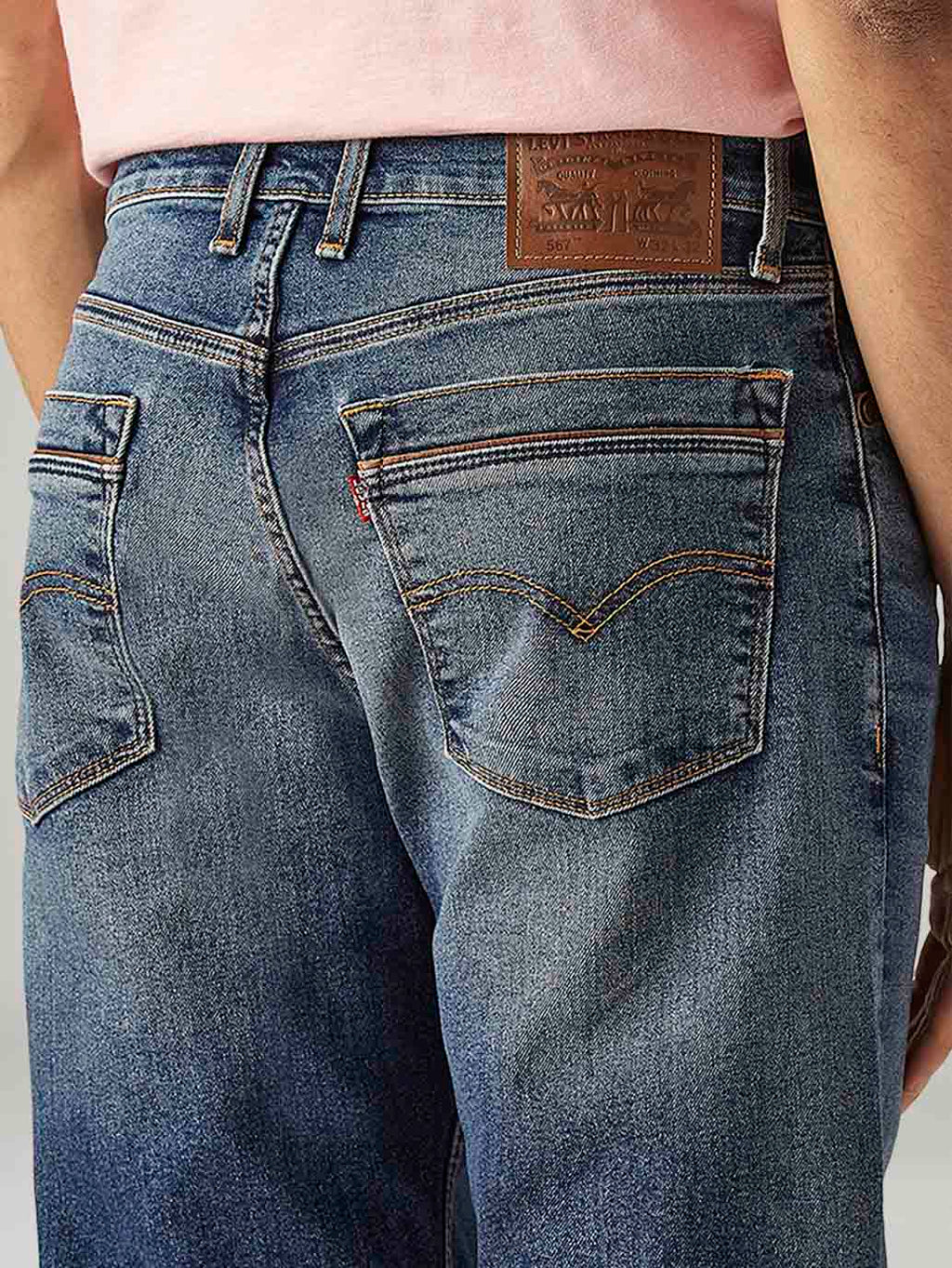 Men's 567 Blue Bootcut Fit Mid Rise Jeans