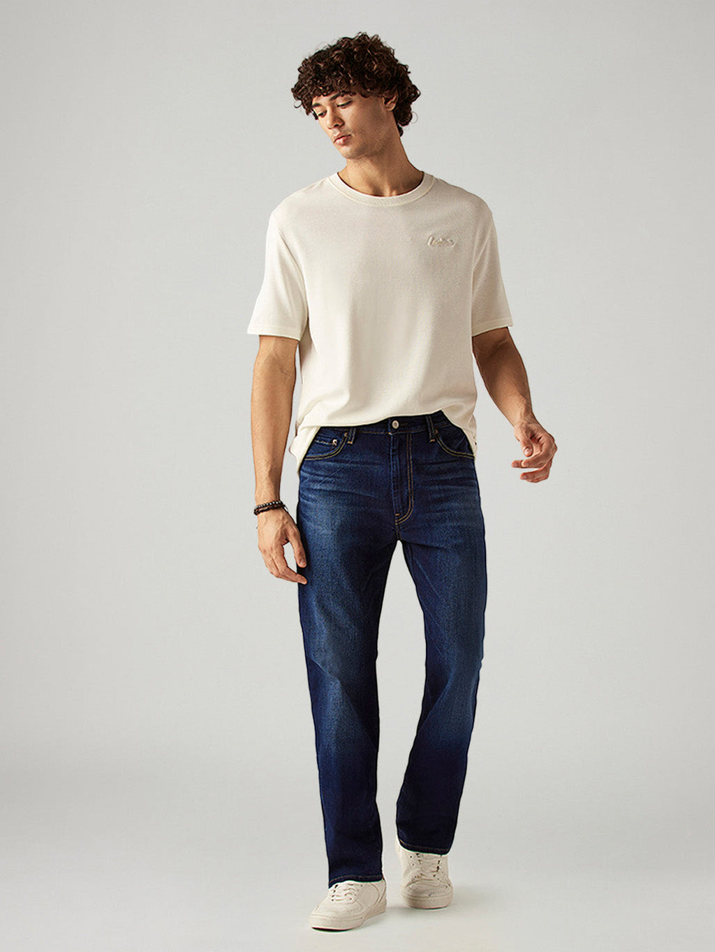 Men's 555 Blue Relaxed Straight Fit Mid Rise Commuter Jeans
