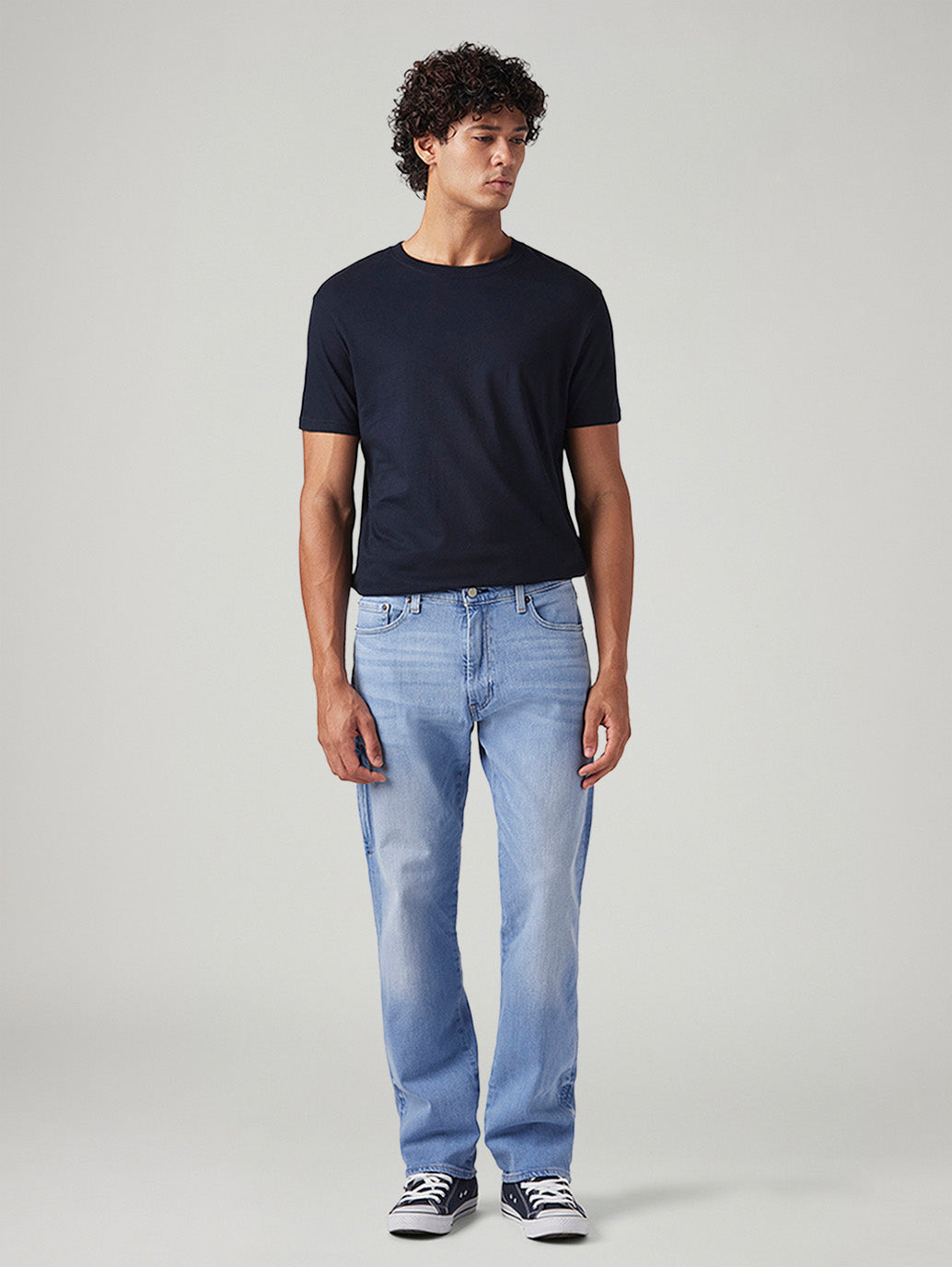 Men's 555 Light Blue Relaxed Straight Fit Mid Rise Commuter Jeans