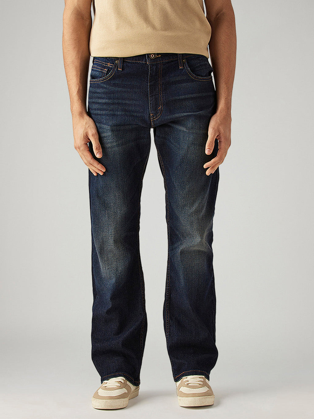 Men's 517 Dark Blue Bootcut Fit Mid Rise Hyper Stretch Jeans
