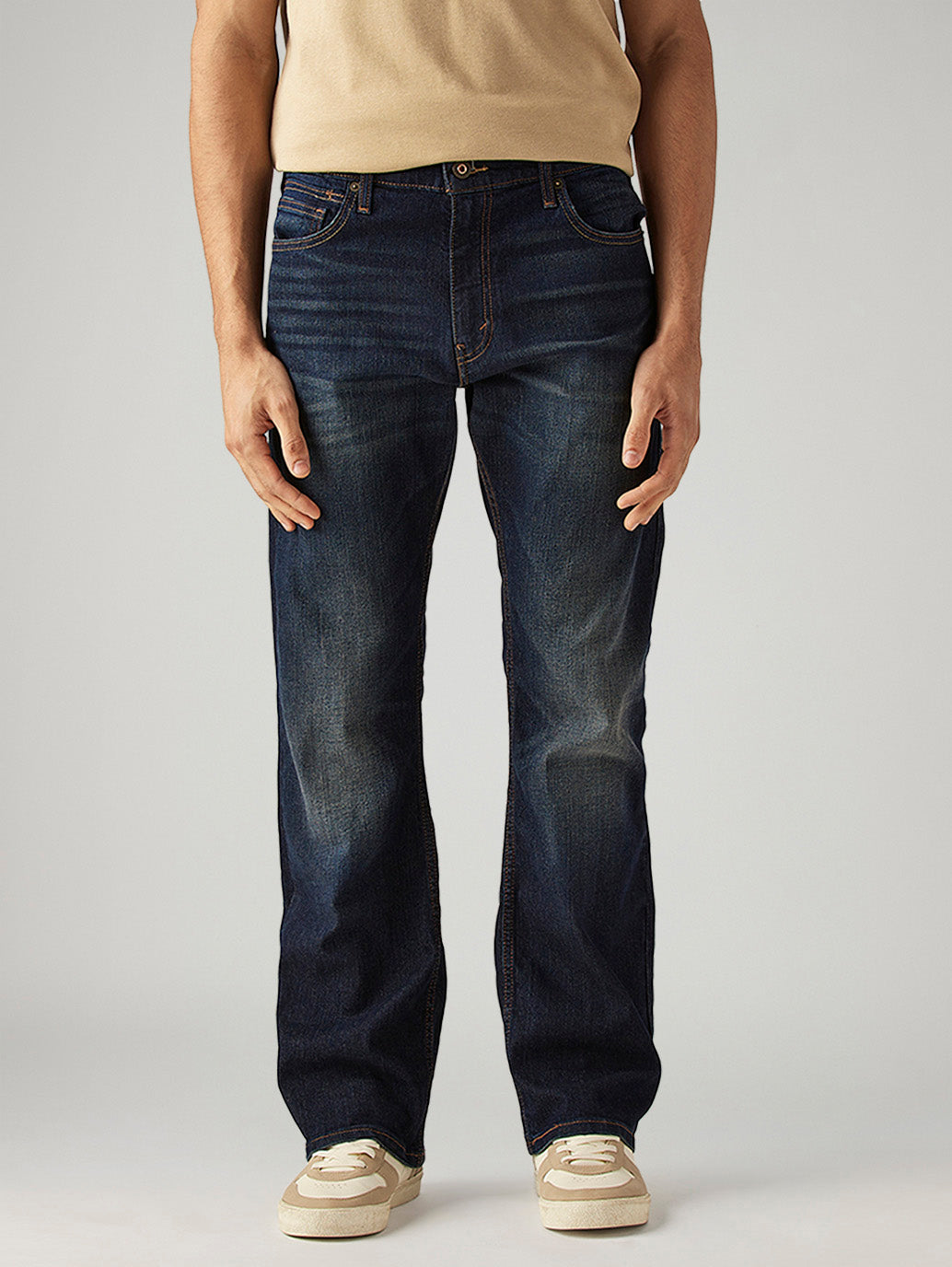 Men's 517 Dark Blue Bootcut Fit Mid Rise Hyper Stretch Jeans