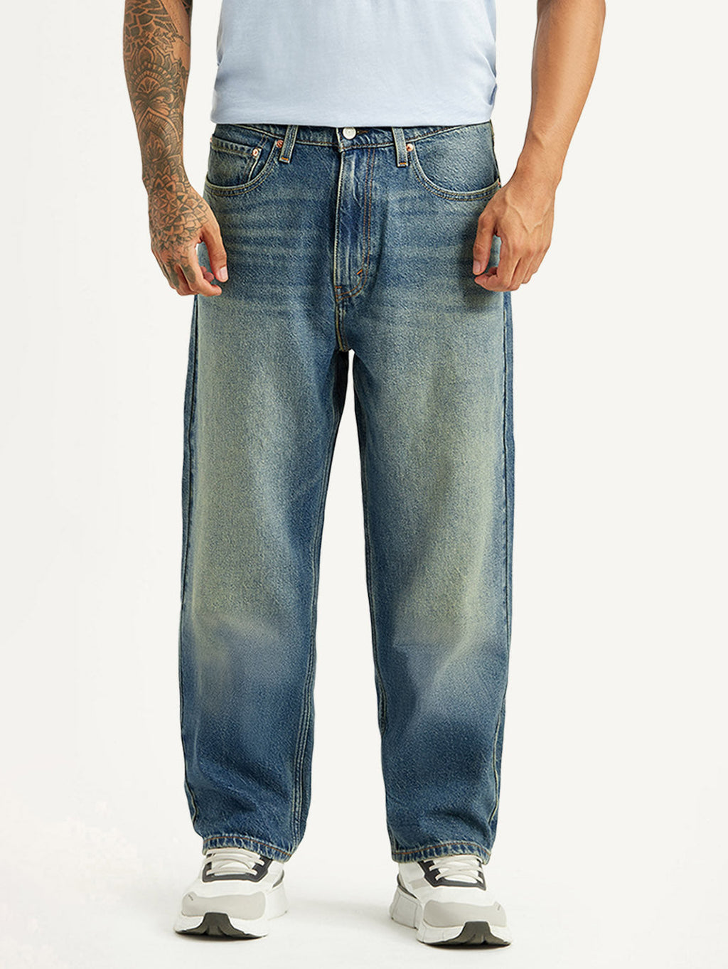 Men's Tinted 568 Blue Loose Fit Mid Rise Jeans