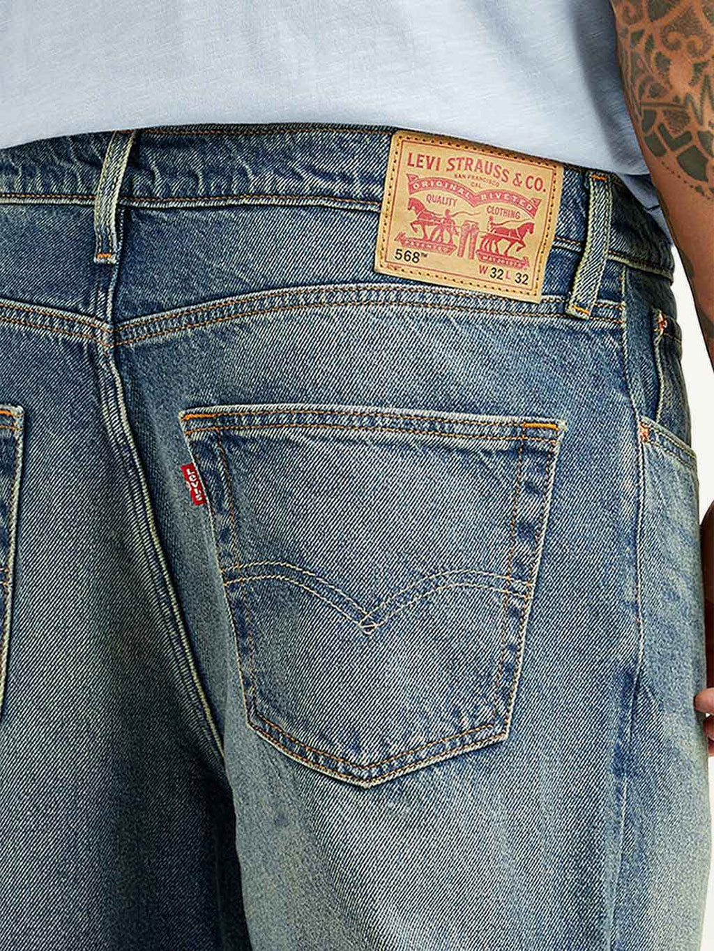 Men's Tinted 568 Blue Loose Fit Mid Rise Jeans