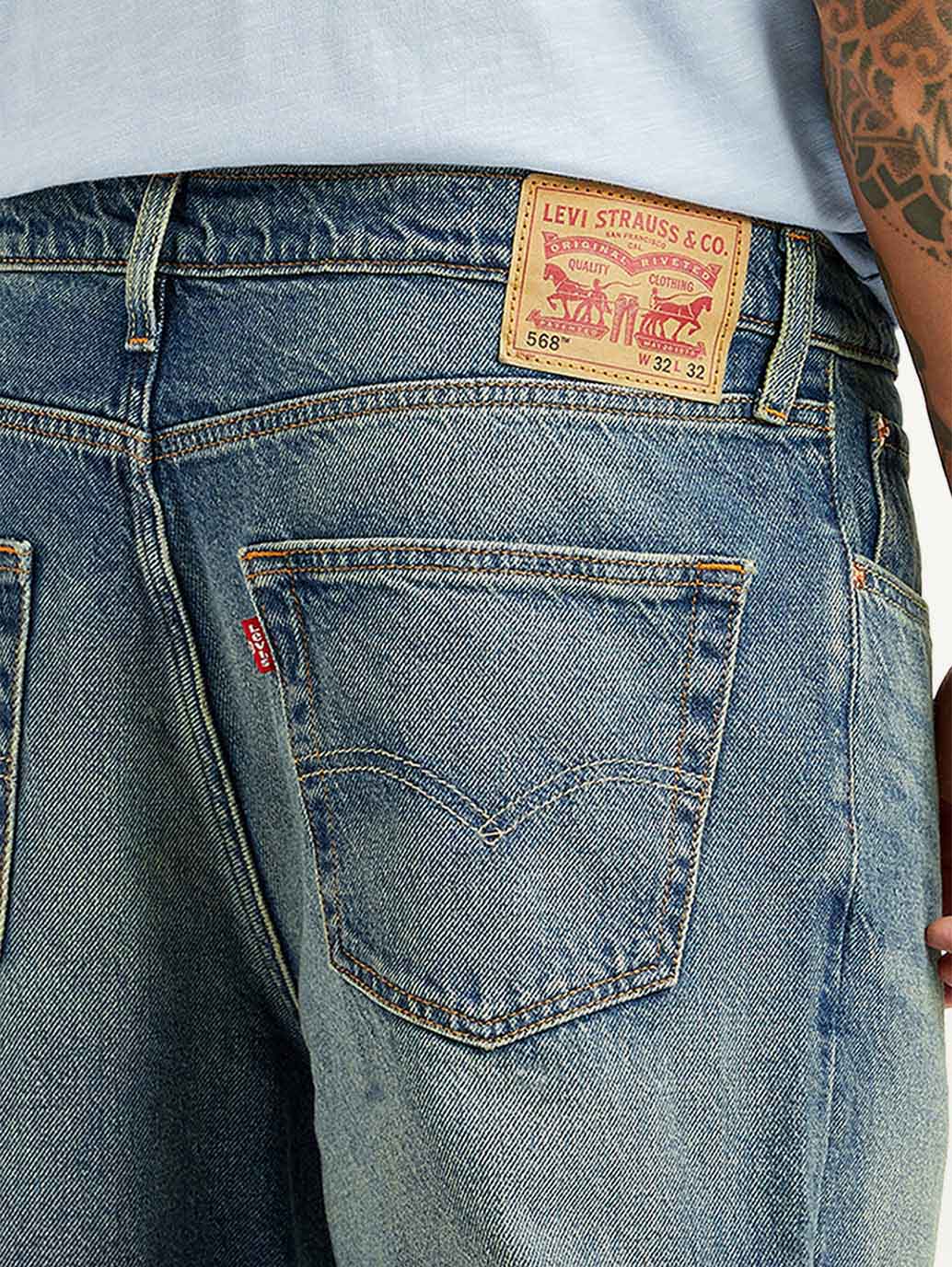 Men's Tinted 568 Blue Loose Fit Mid Rise Jeans