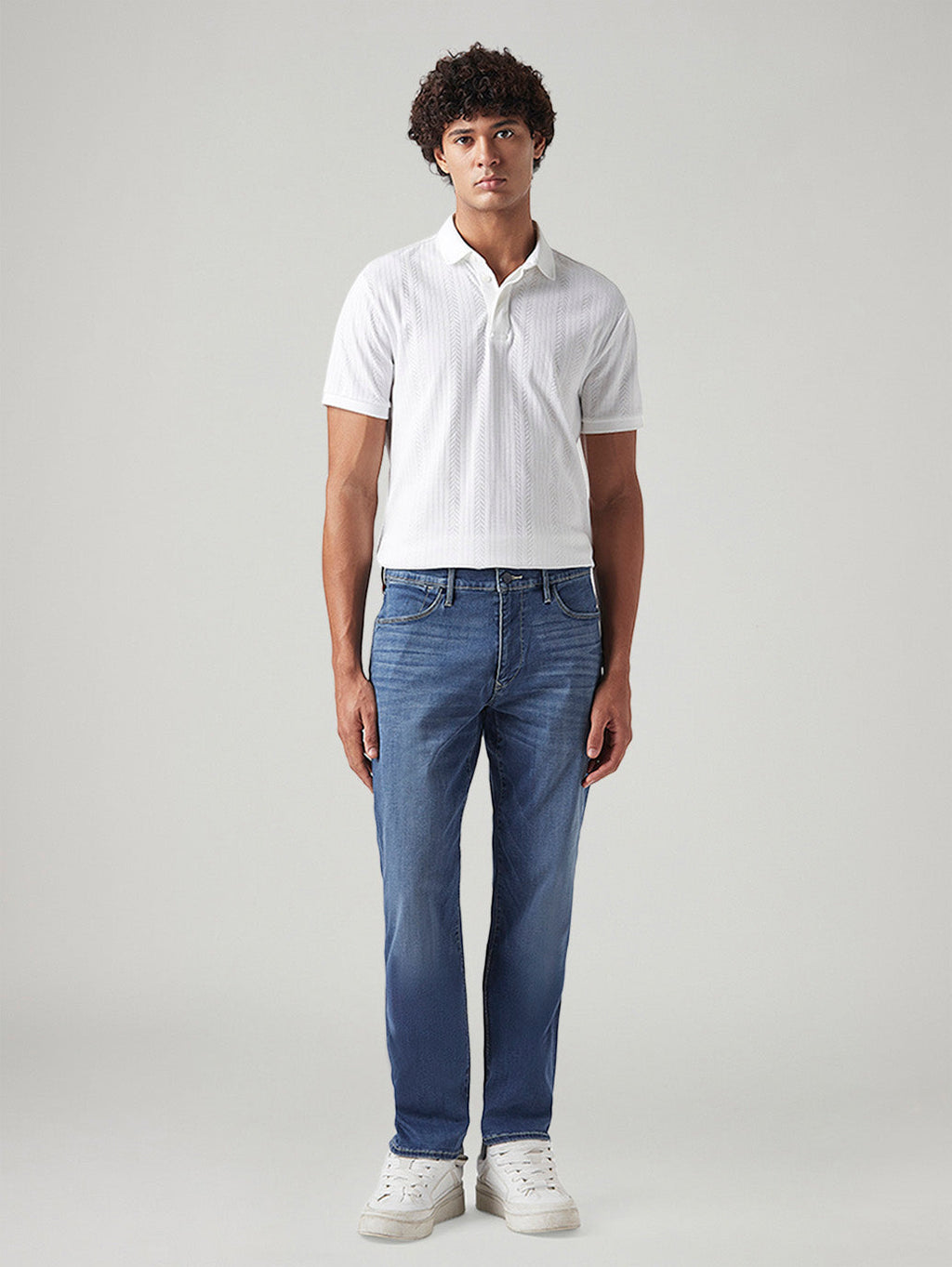 Men's 541 Blue Athletic Tapered Fit Mid Rise Redloop Jeans