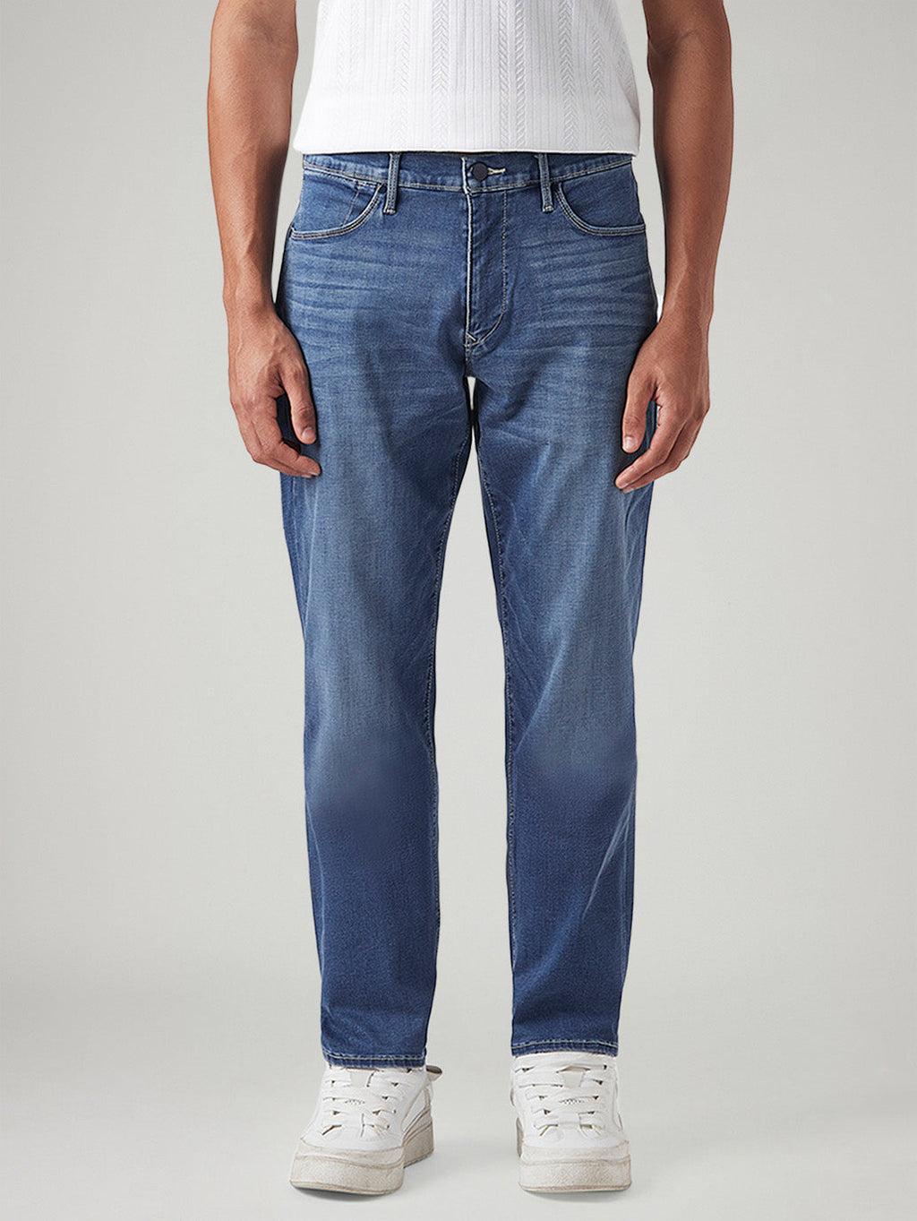 Men's 541 Blue Athletic Tapered Fit Mid Rise Redloop Jeans