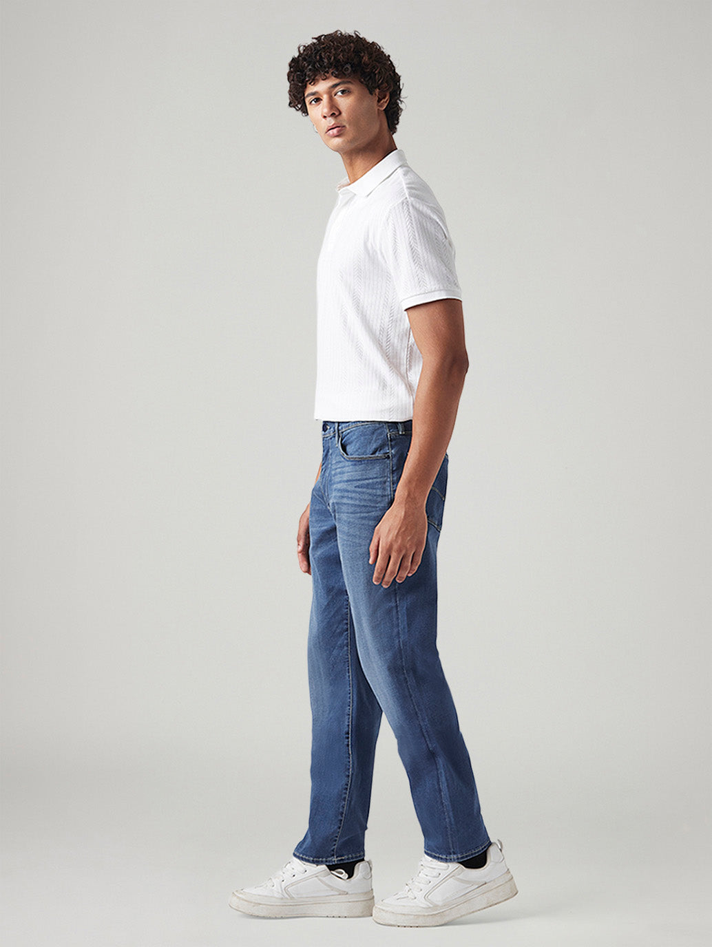 Men's 541 Blue Athletic Tapered Fit Mid Rise Redloop Jeans