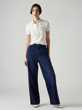 Women's Dark Blue Ribcage Wide Leg Fit High Rise Redloop Jeans