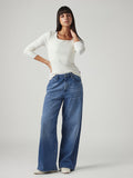 Women's Blue Ribcage Wide Leg Fit High Rise Redloop Jeans
