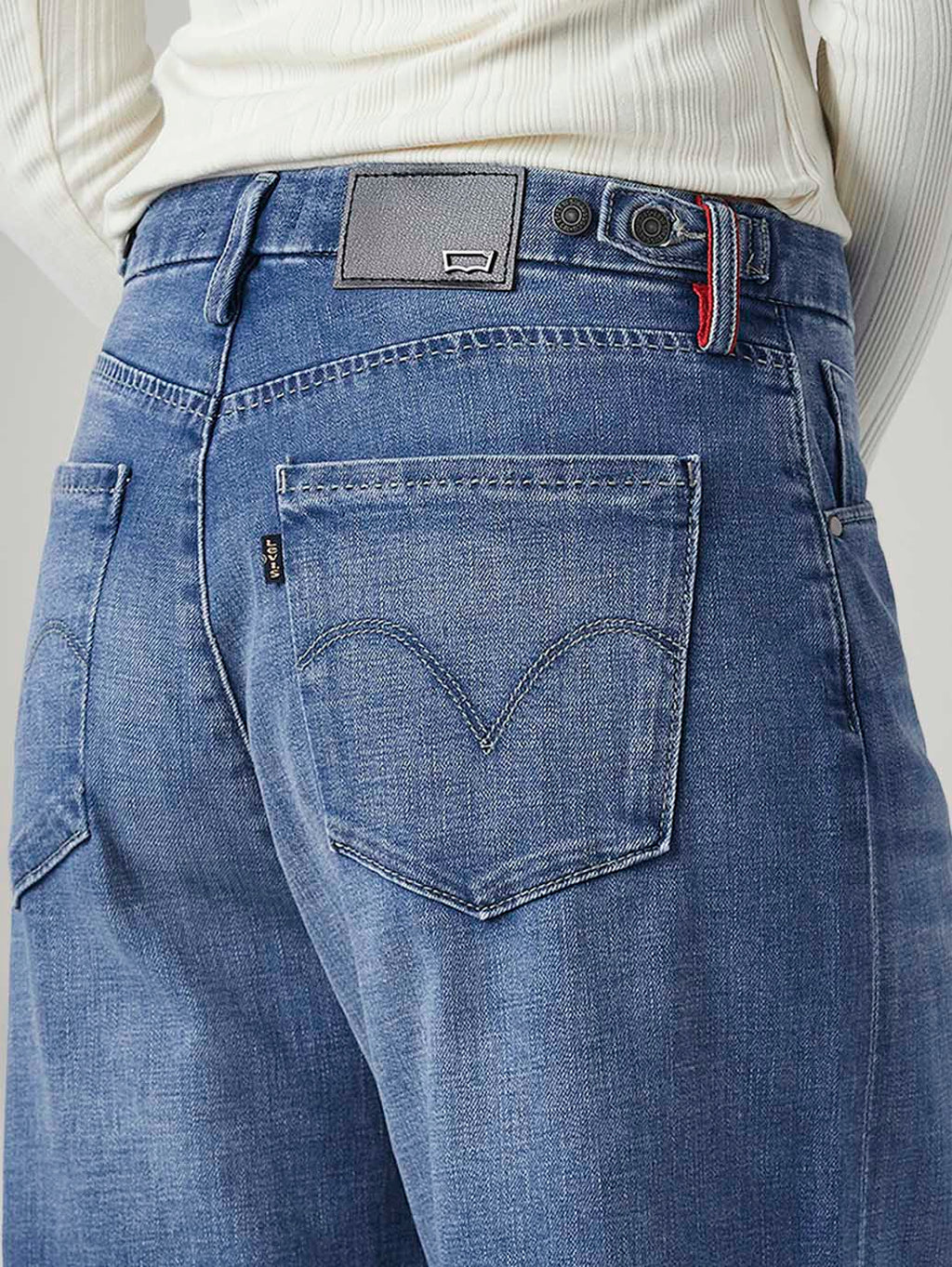 Women's Blue Ribcage Wide Leg Fit High Rise Redloop Jeans
