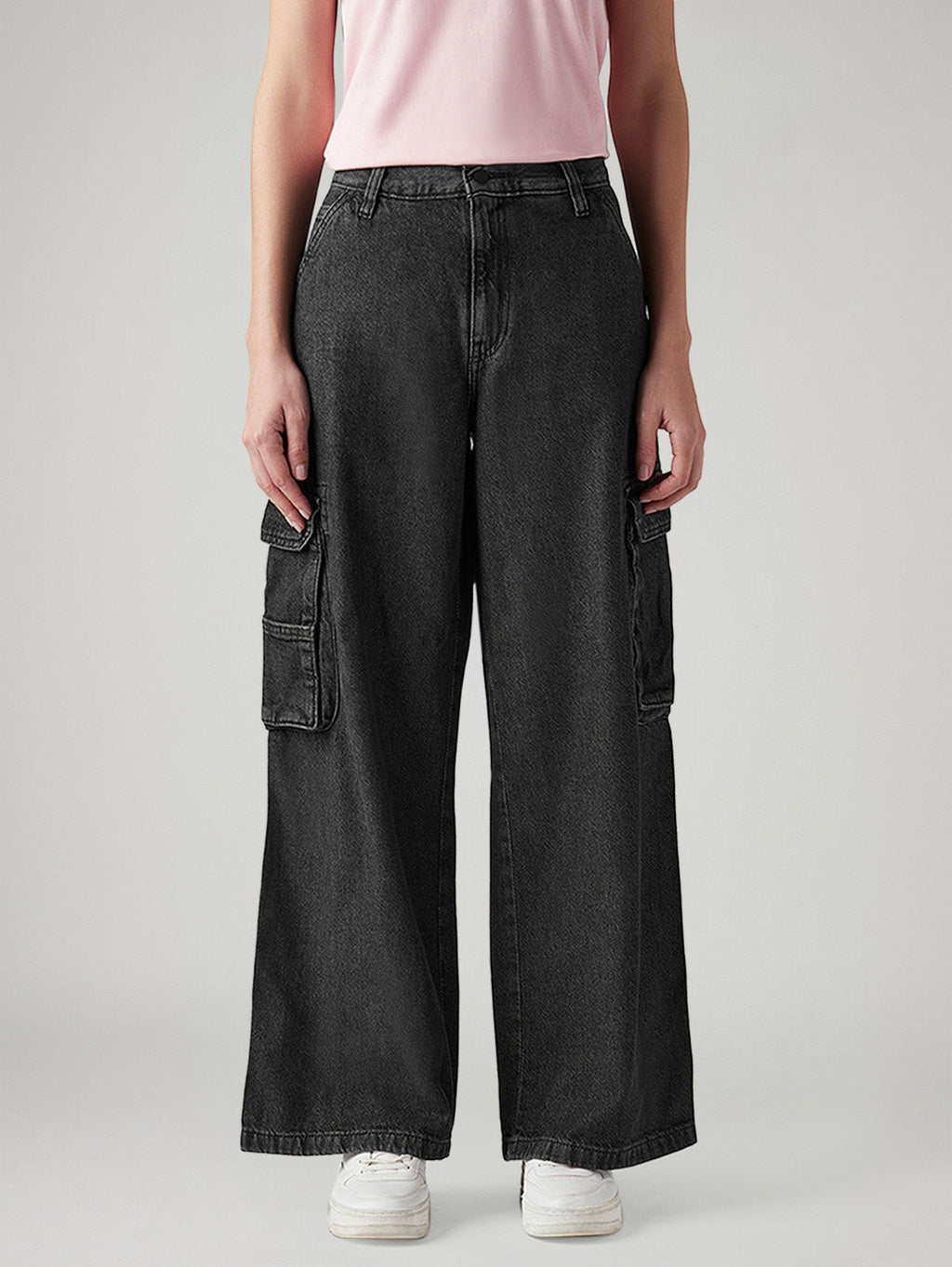 Women's XL Straight Loose Fit Mid Rise Cargo Jeans