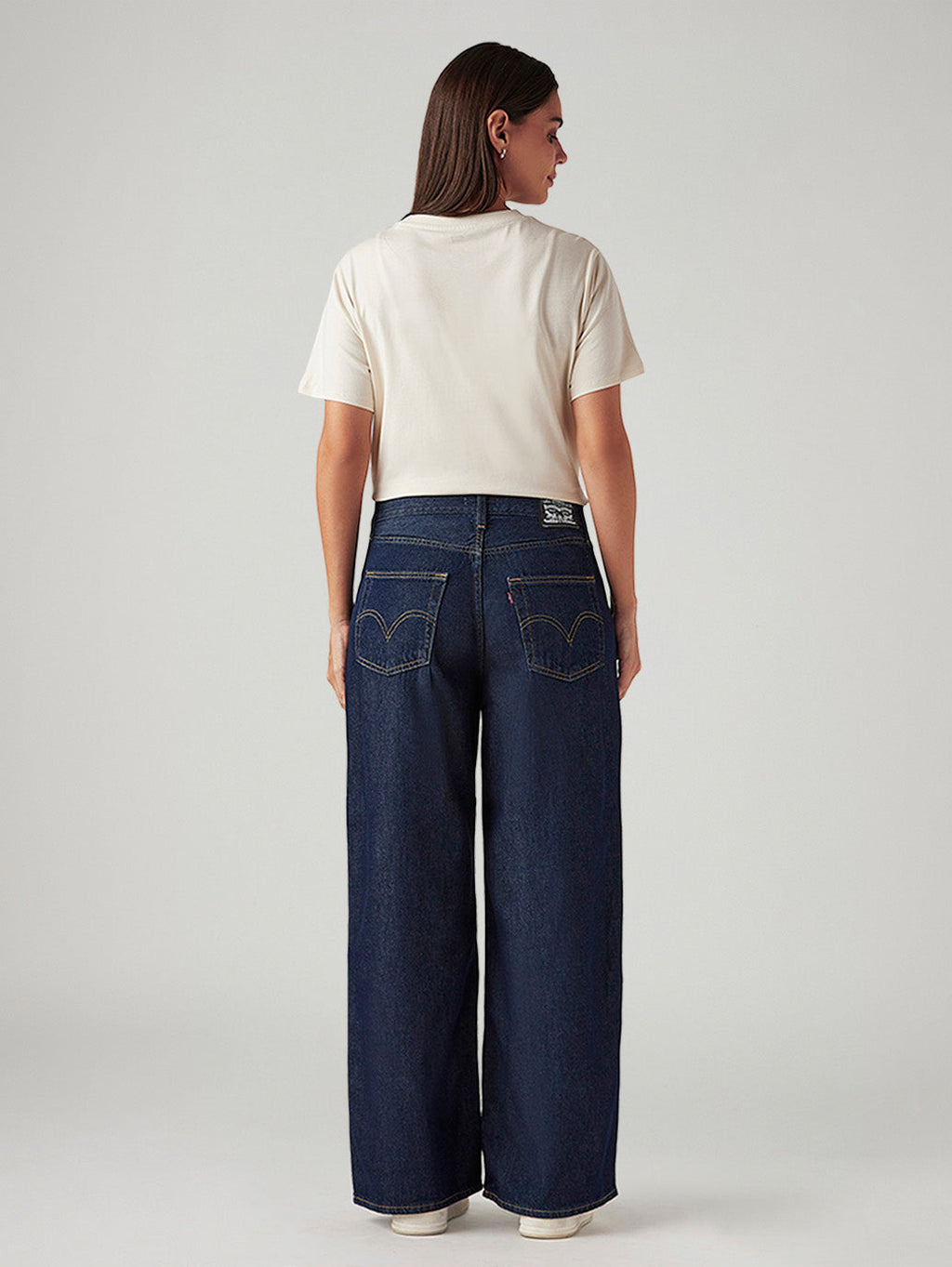 Women's Dark Indigo Loose Fit Mid Rise Jeans