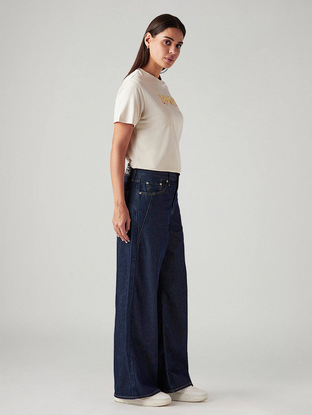 Women's Dark Indigo Loose Fit Mid Rise Jeans