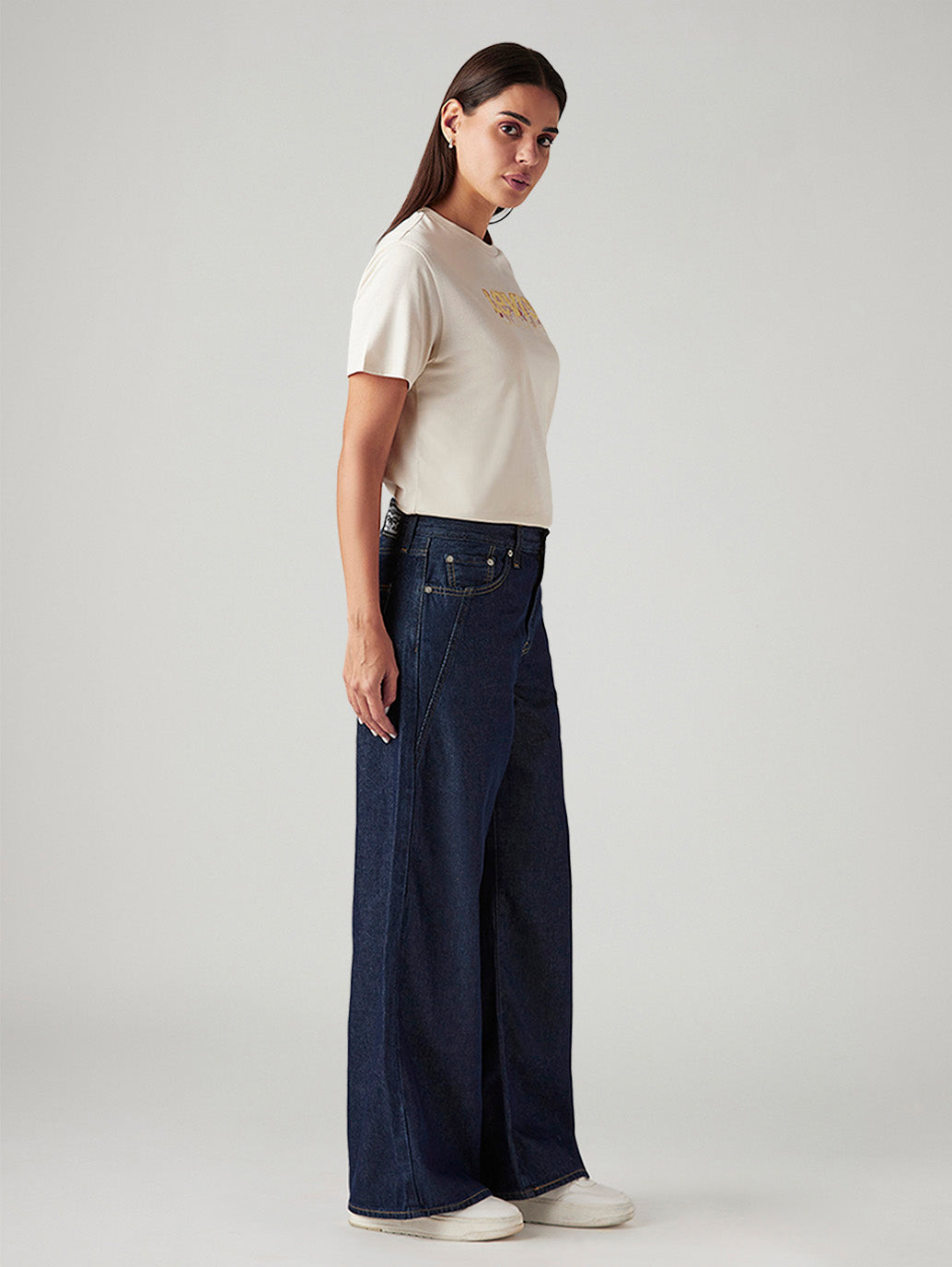 Women's Dark Indigo Loose Fit Mid Rise Jeans