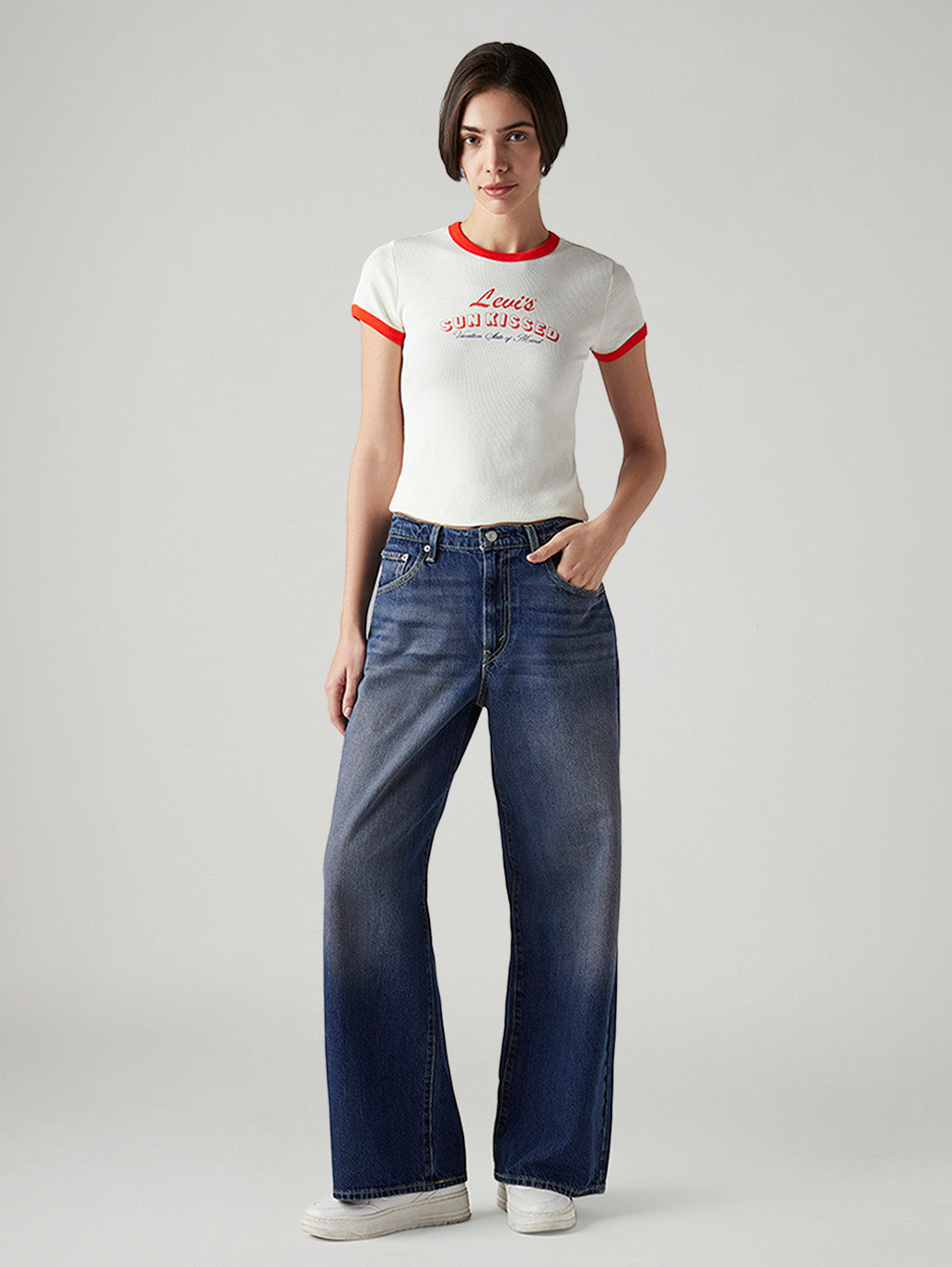 Women's Cinch Ribcage Wide Leg Fit High Rise Jeans