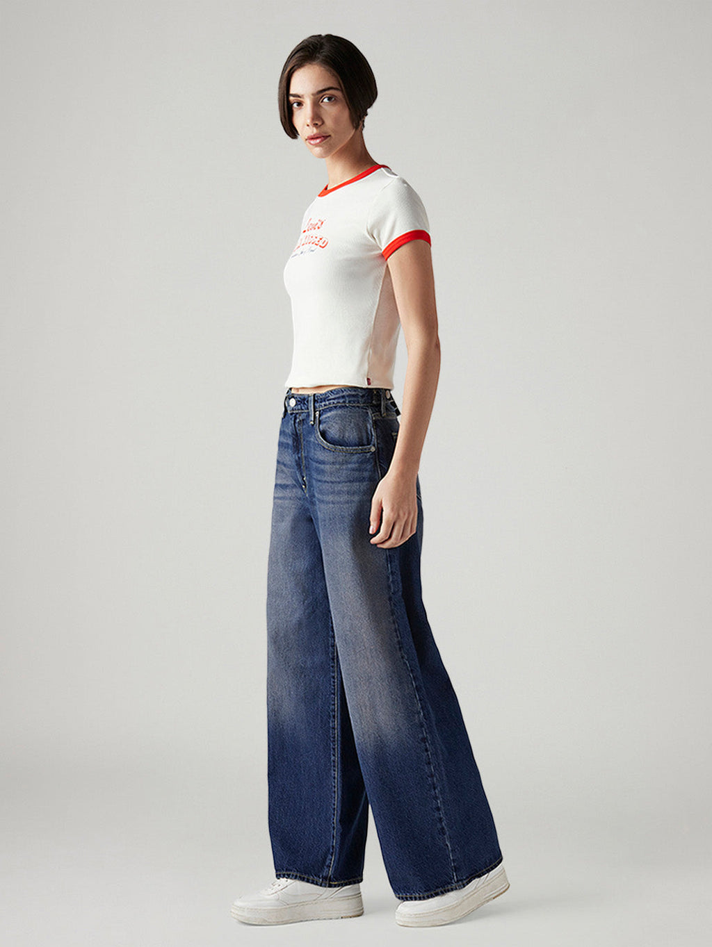 Women's Cinch Ribcage Wide Leg Fit High Rise Jeans