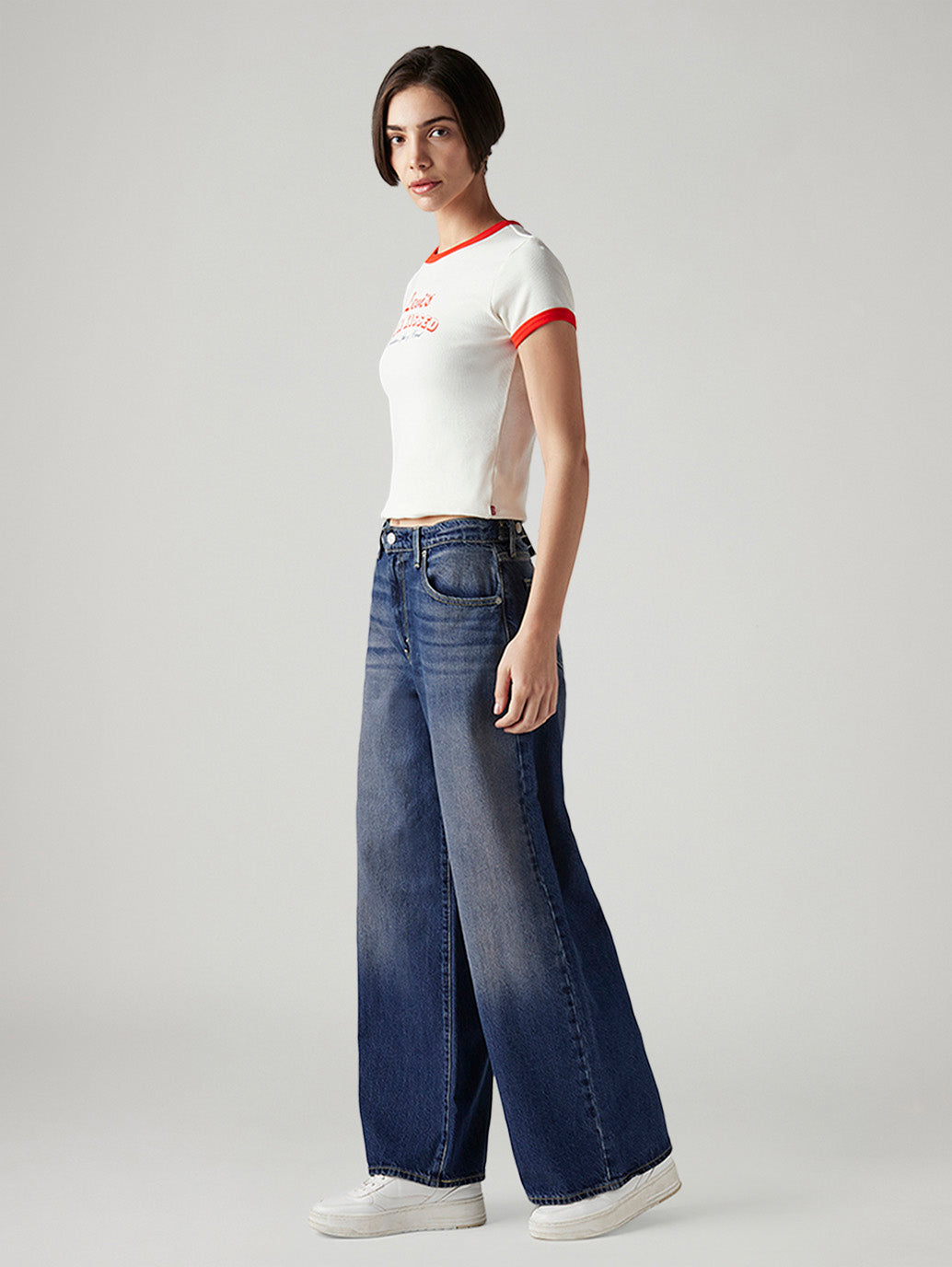 Women's Cinch Ribcage Wide Leg Fit High Rise Jeans