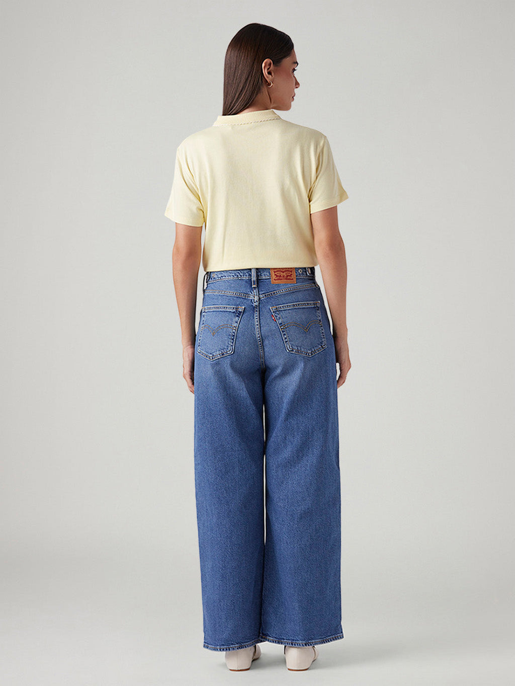 Women's Blue Ribcage Wide Leg Fit High Rise Jeans