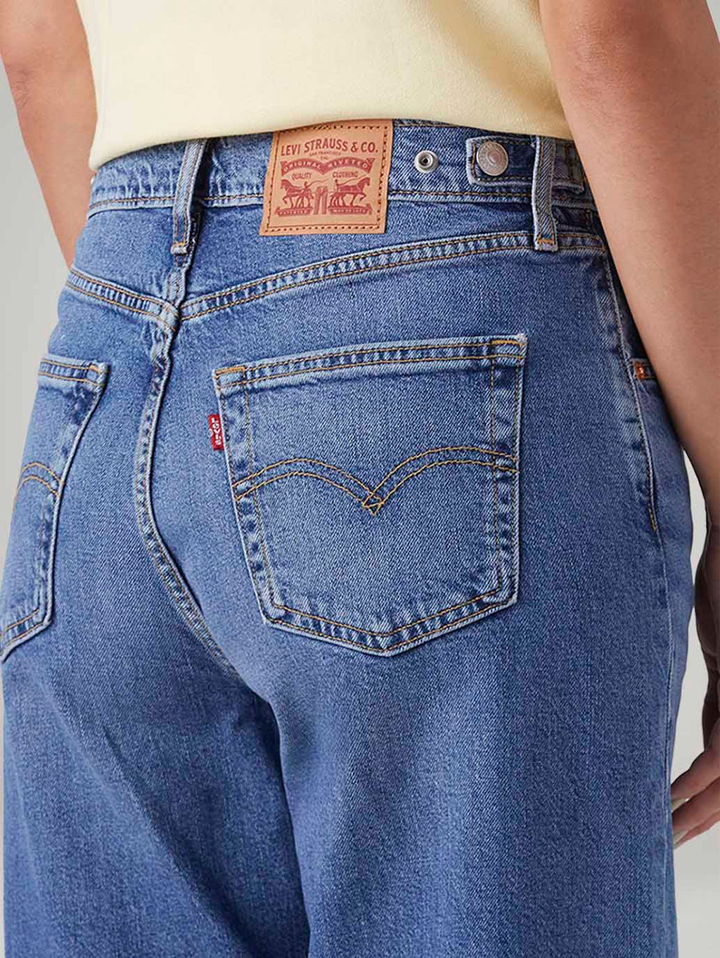 Women's Blue Ribcage Wide Leg Fit High Rise Jeans