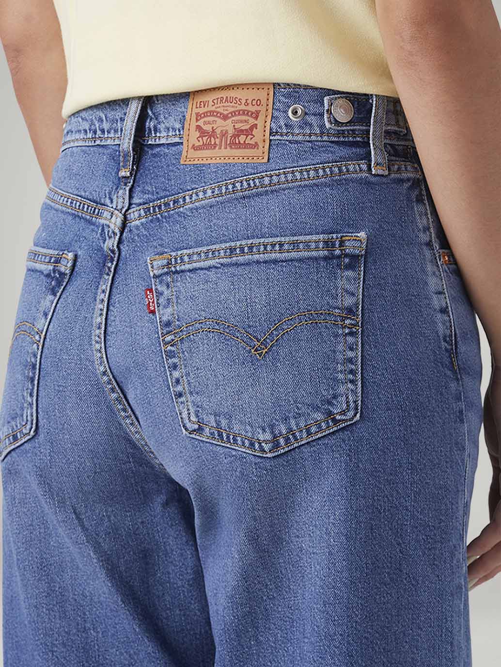 Women's Blue Ribcage Wide Leg Fit High Rise Jeans