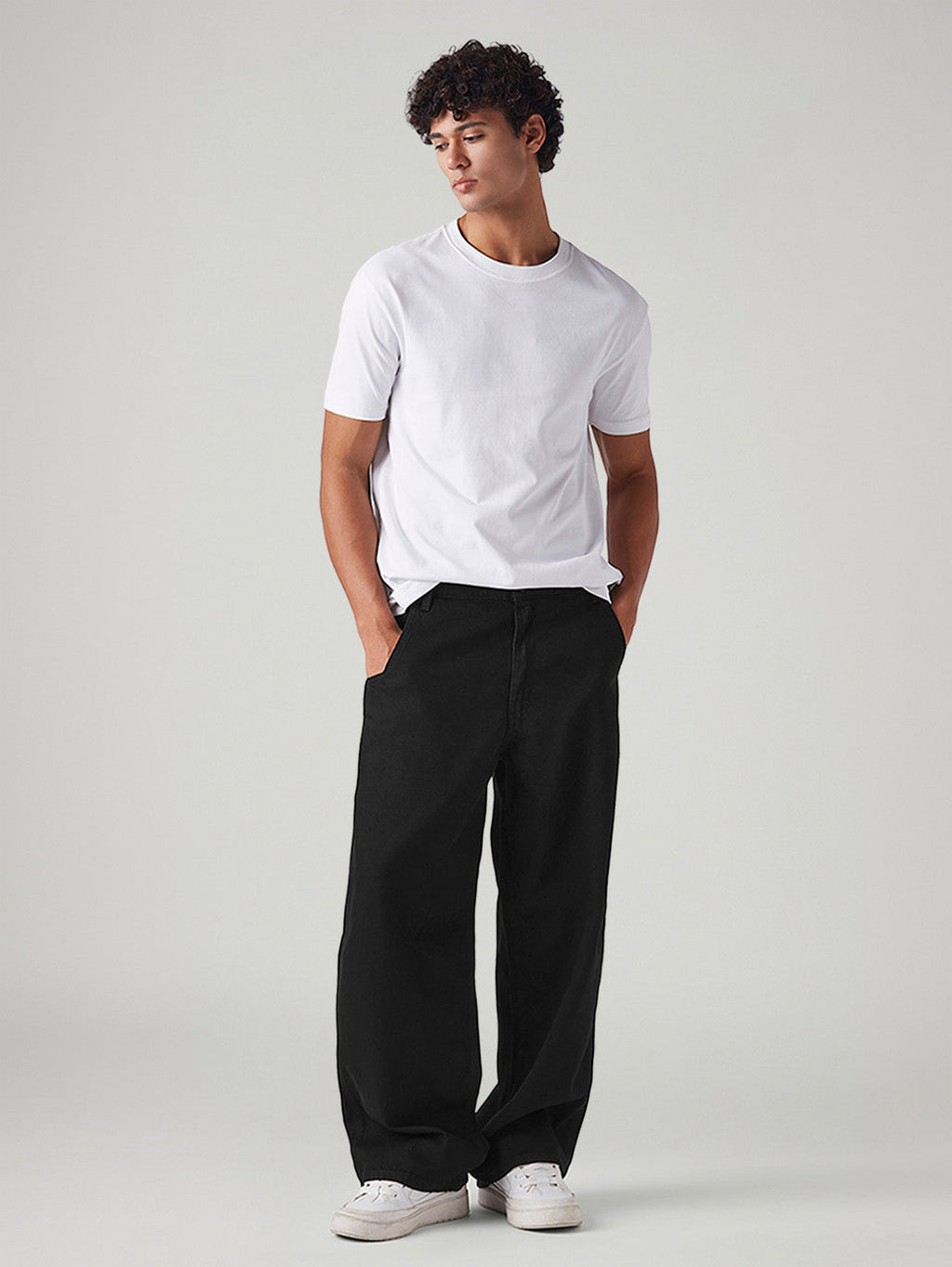 Men's Black Extra Baggy Loose Fit Mid Rise Jeans