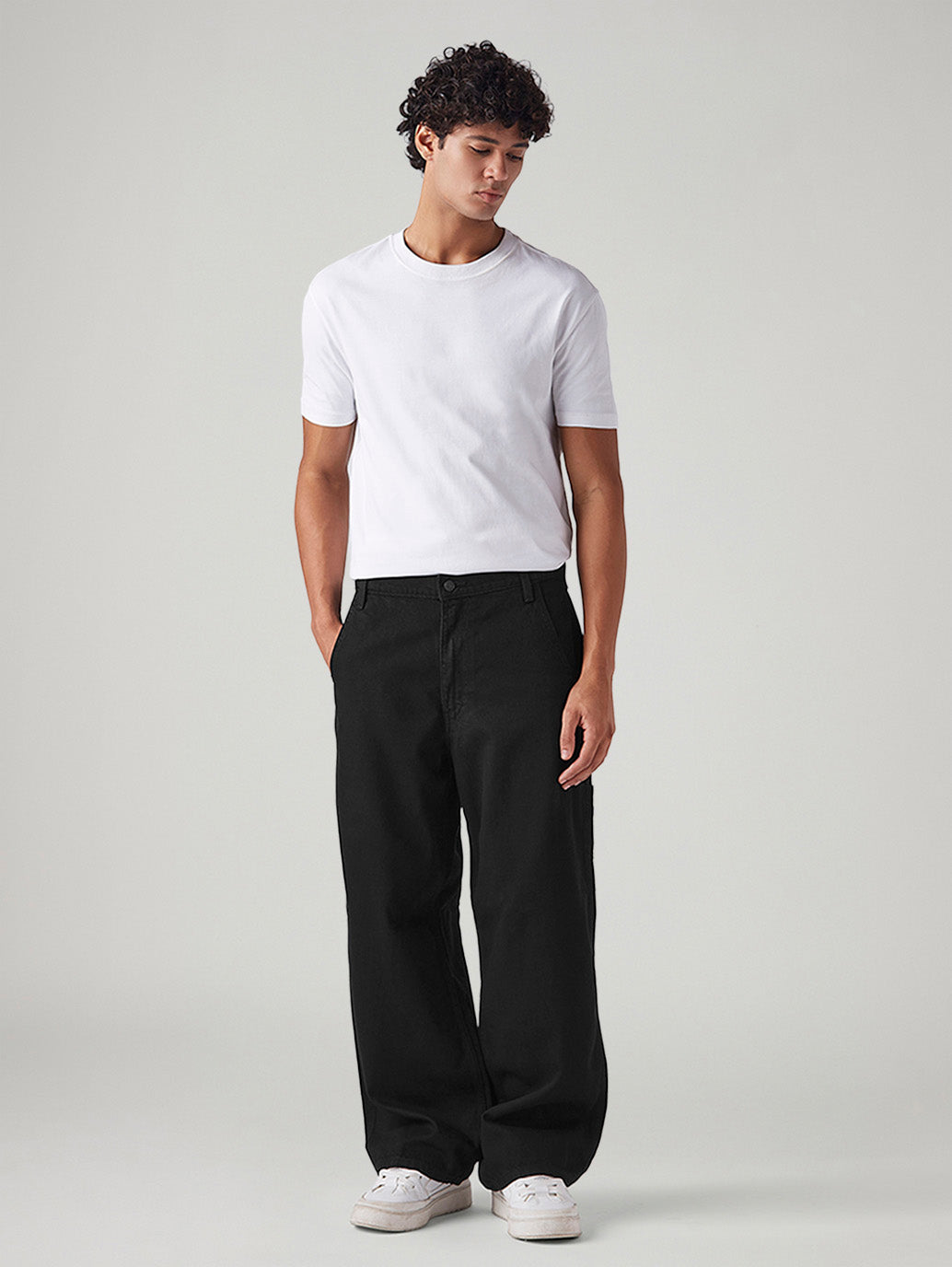 Men's Black Extra Baggy Loose Fit Mid Rise Jeans
