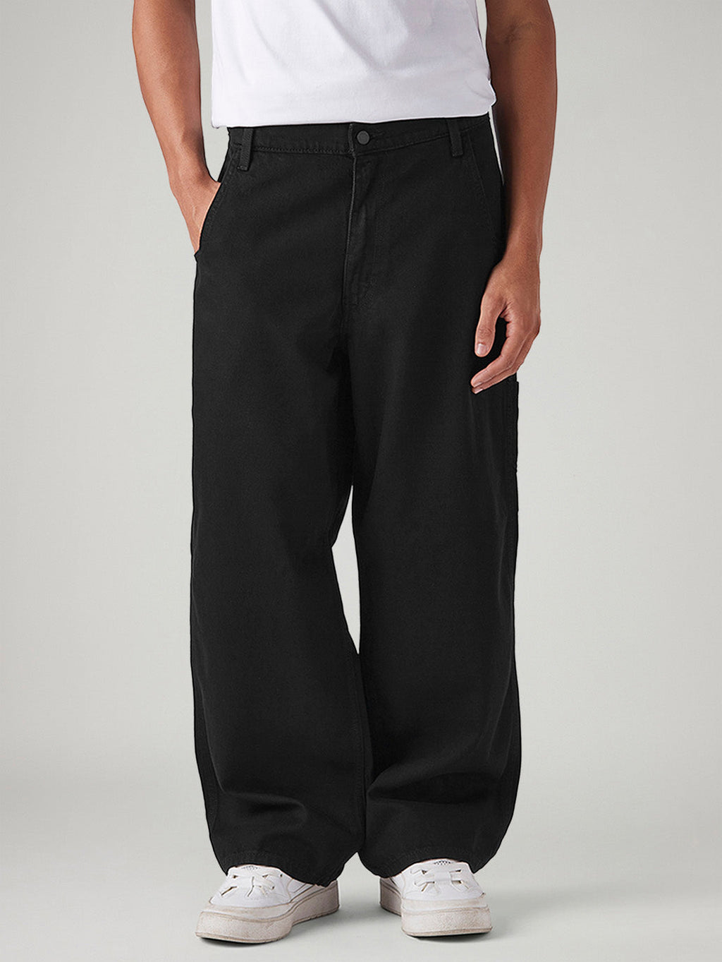 Men's Black Extra Baggy Loose Fit Mid Rise Jeans