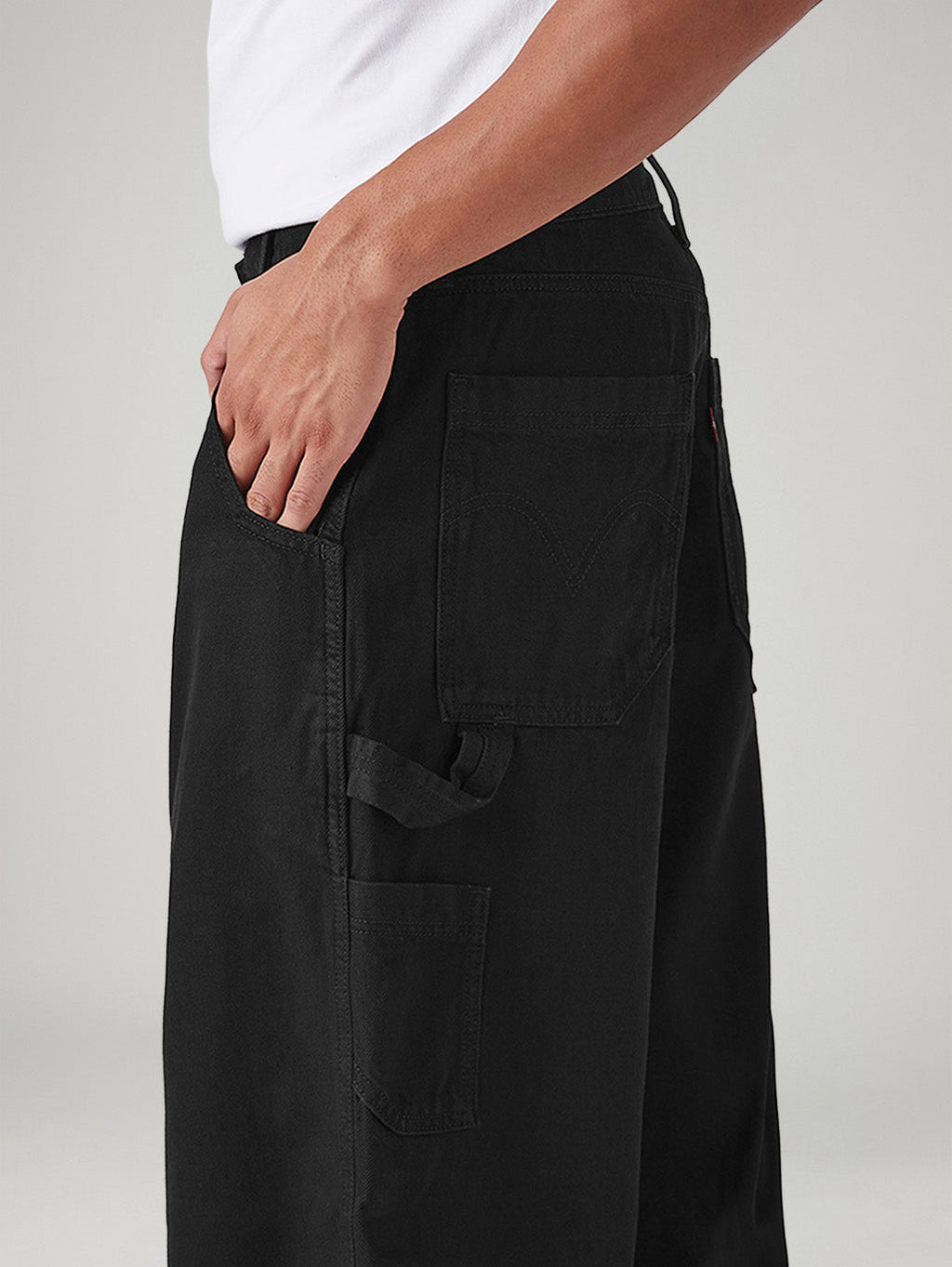 Men's Black Extra Baggy Loose Fit Mid Rise Jeans