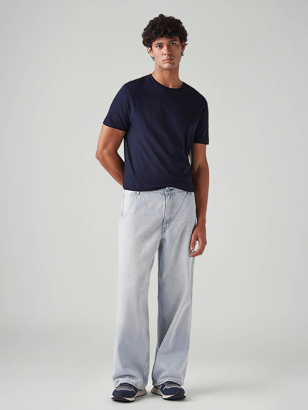 Men's Light Blue Extra Baggy Loose Fit Mid Rise Jeans