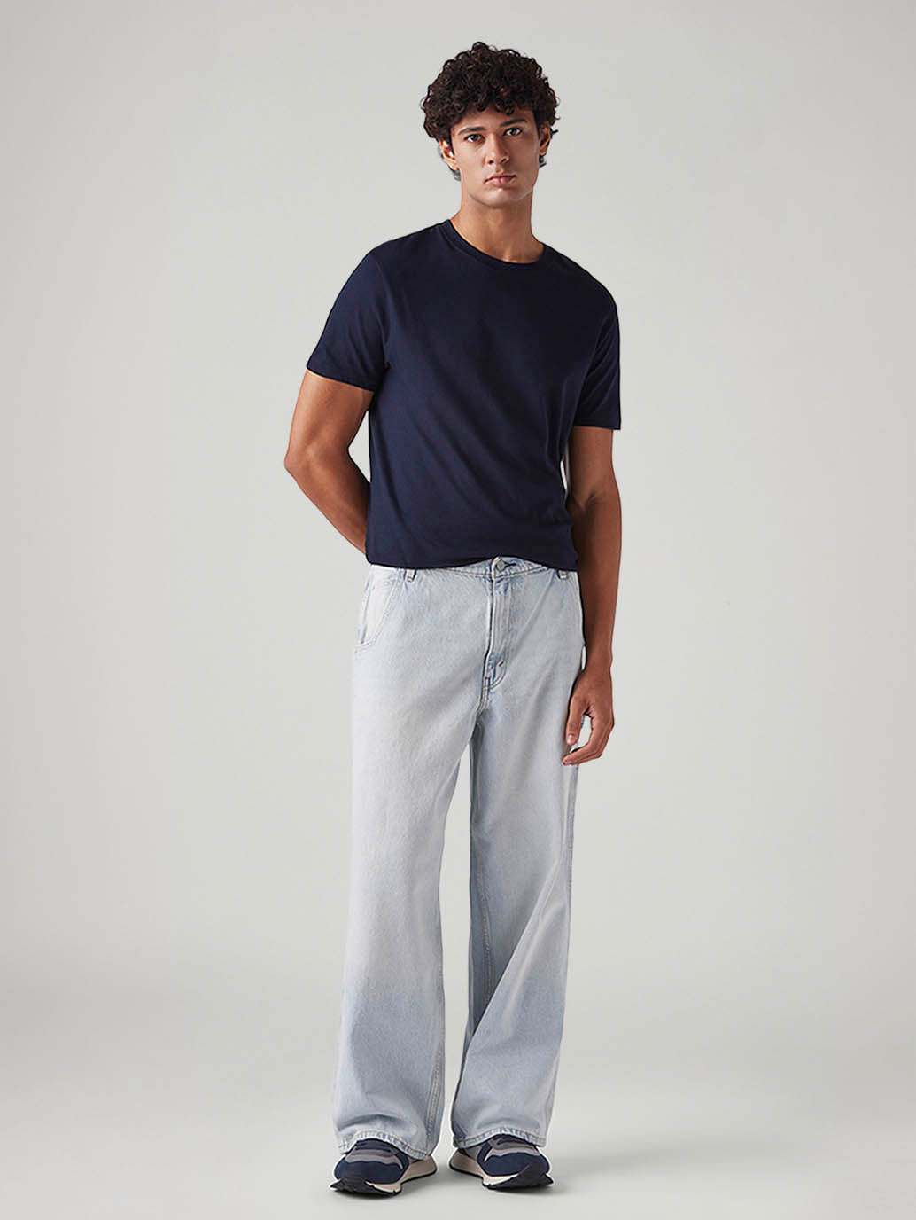 Men's Light Blue Extra Baggy Loose Fit Mid Rise Jeans