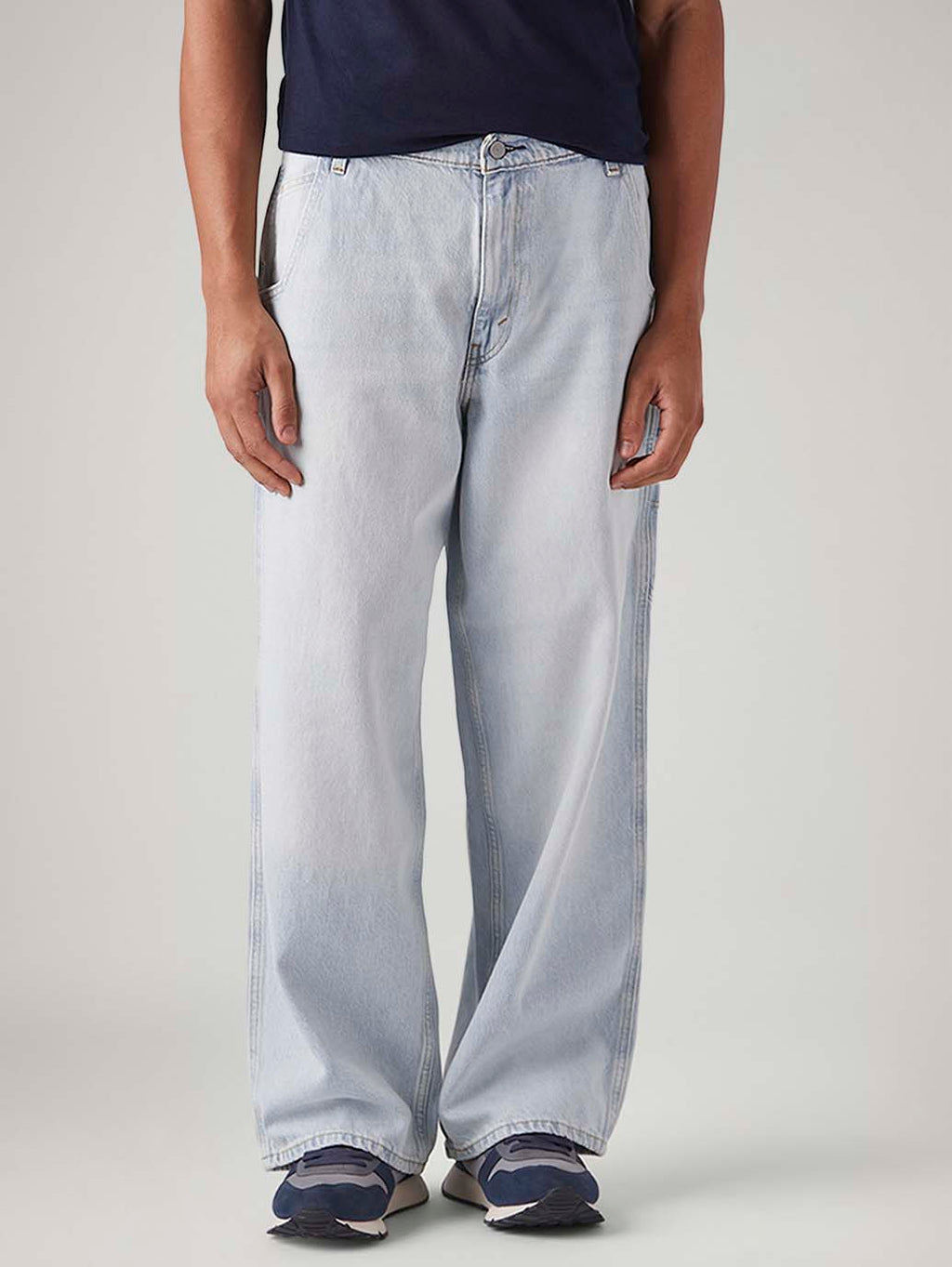 Men's Light Blue Extra Baggy Loose Fit Mid Rise Jeans