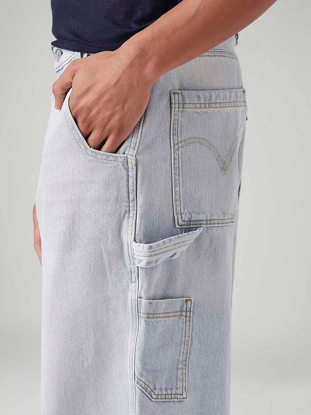 Men's Light Blue Extra Baggy Loose Fit Mid Rise Jeans