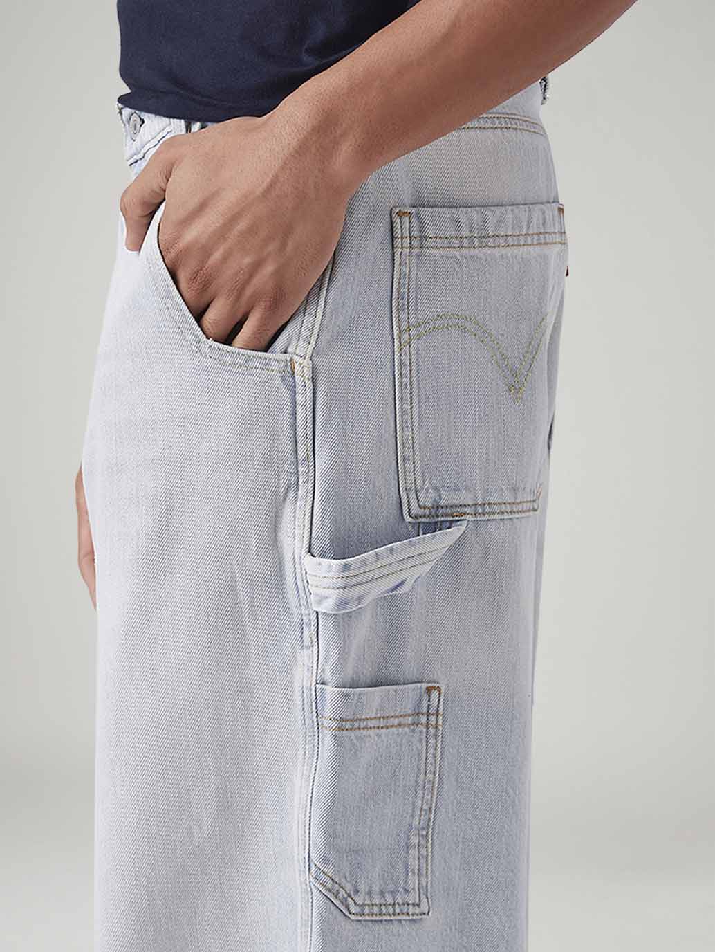 Men's Light Blue Extra Baggy Loose Fit Mid Rise Jeans