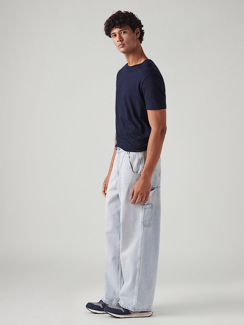 Men's Light Blue Extra Baggy Loose Fit Mid Rise Jeans