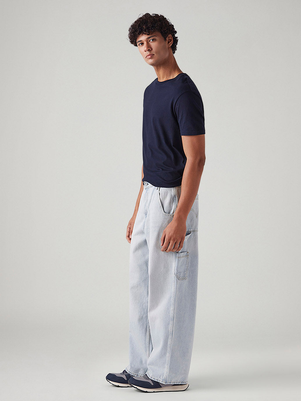 Men's Light Blue Extra Baggy Loose Fit Mid Rise Jeans