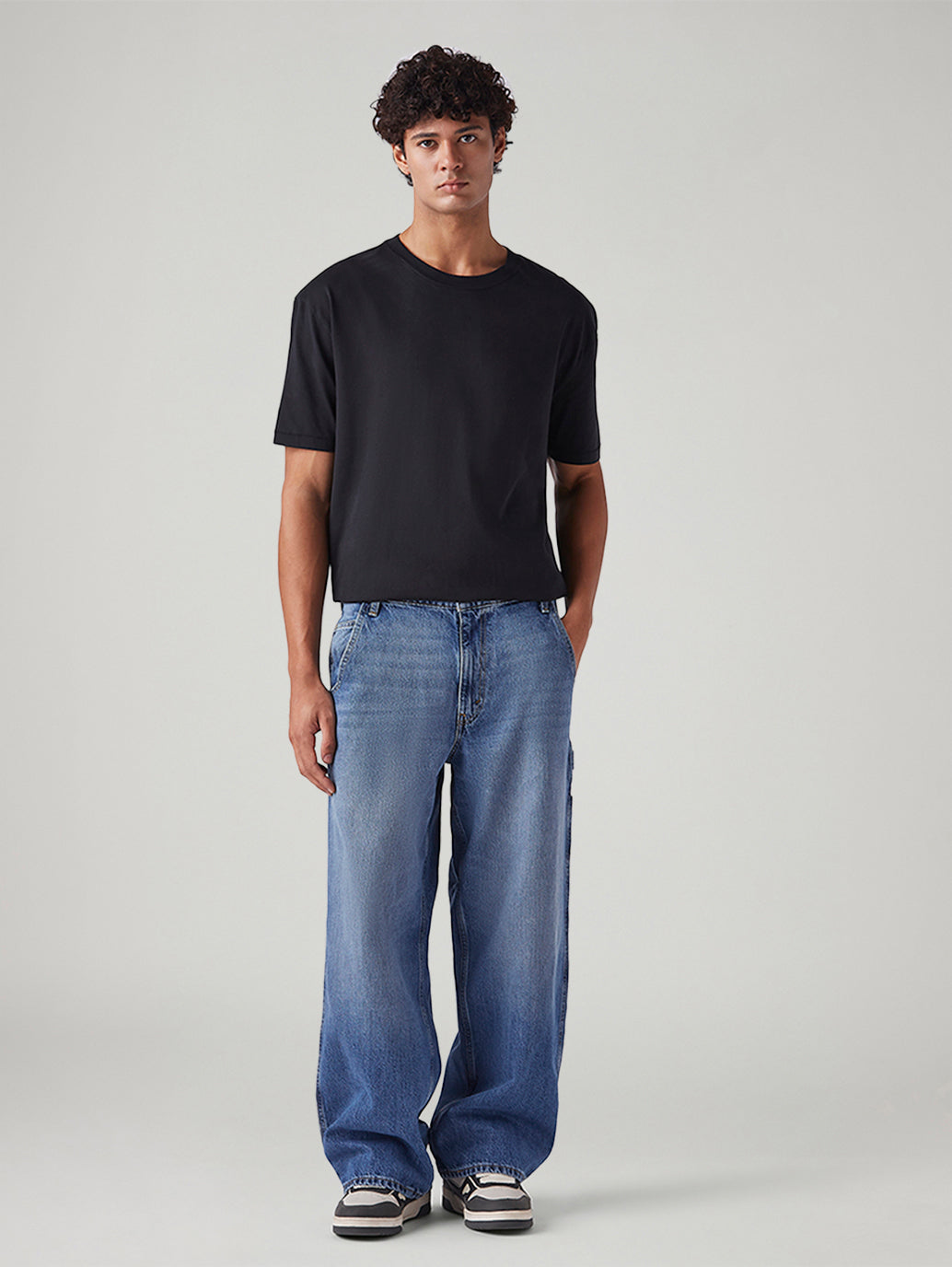 Men's Blue Extra Baggy Loose Fit Mid Rise Jeans