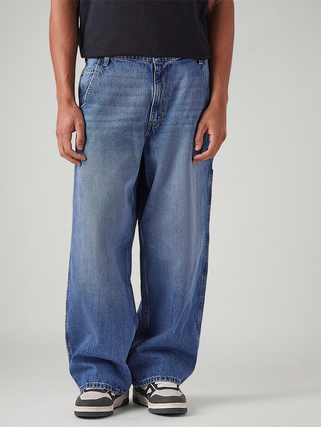 Men's Blue Extra Baggy Loose Fit Mid Rise Jeans