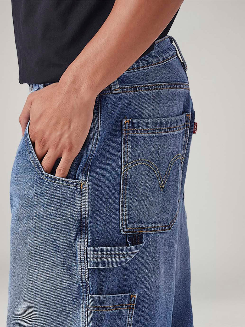 Men's Blue Extra Baggy Loose Fit Mid Rise Jeans