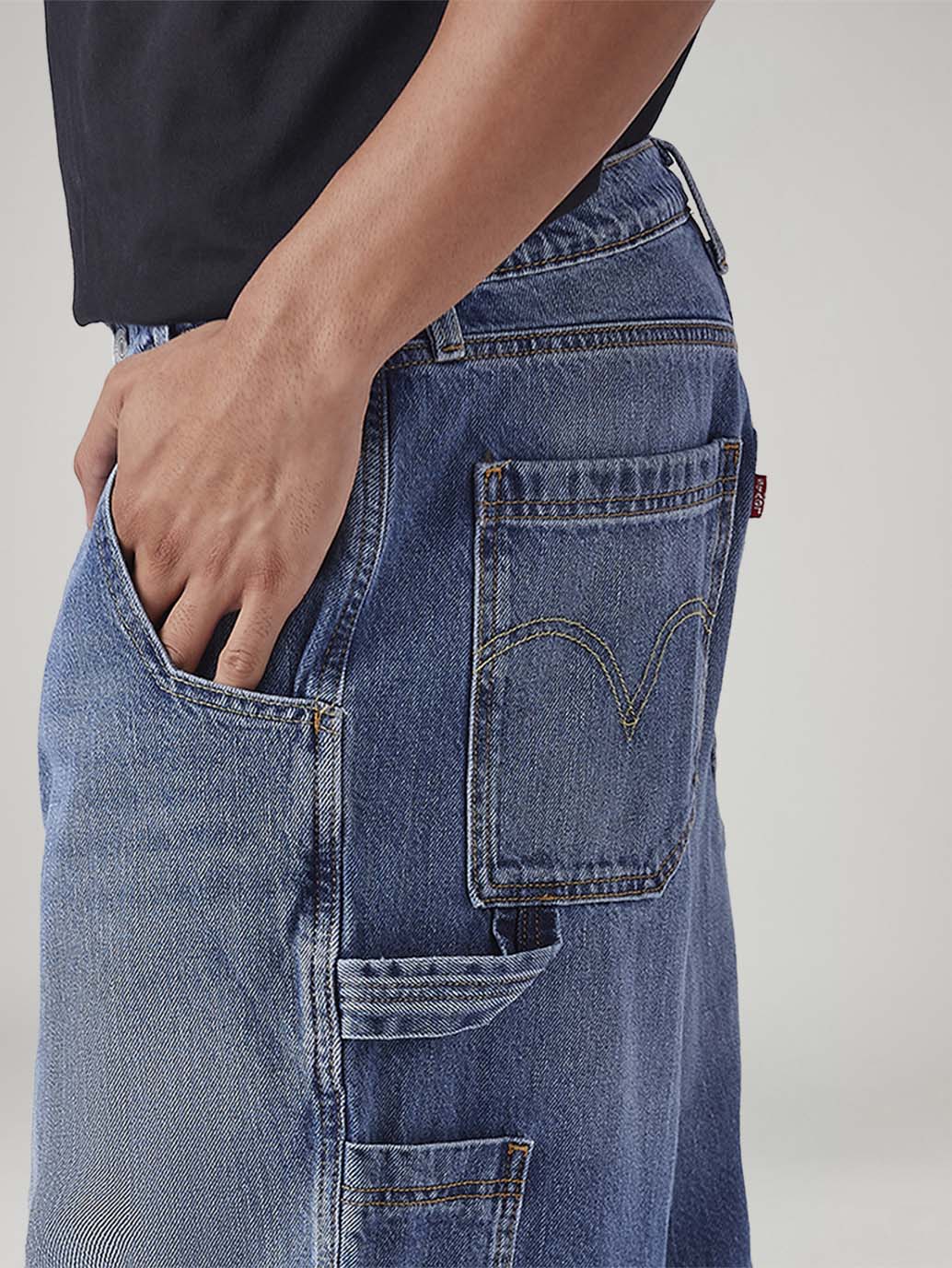 Men's Blue Extra Baggy Loose Fit Mid Rise Jeans